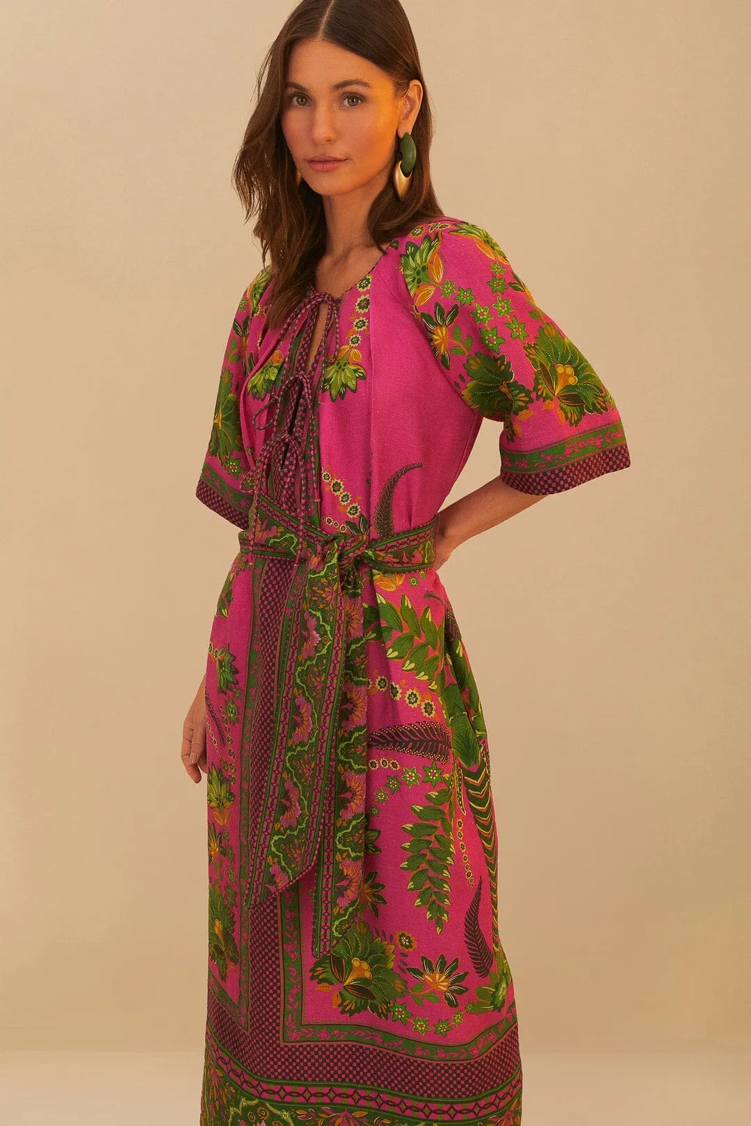 Pink Ana Tapestry Maxi Dress The elegant fit of this dress enhances your figure while providing plenty of comfort Pleat Glow