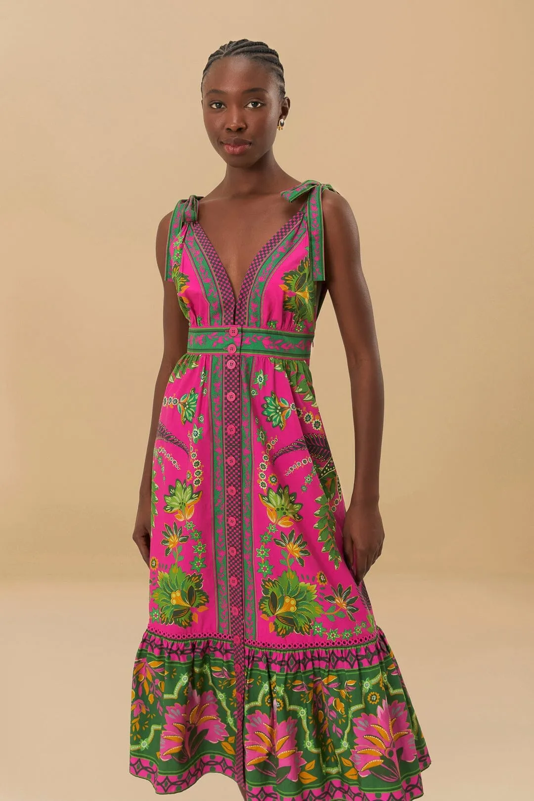 Perfect Shape Blue Hour Ana Tapestry Pink Midi Dress