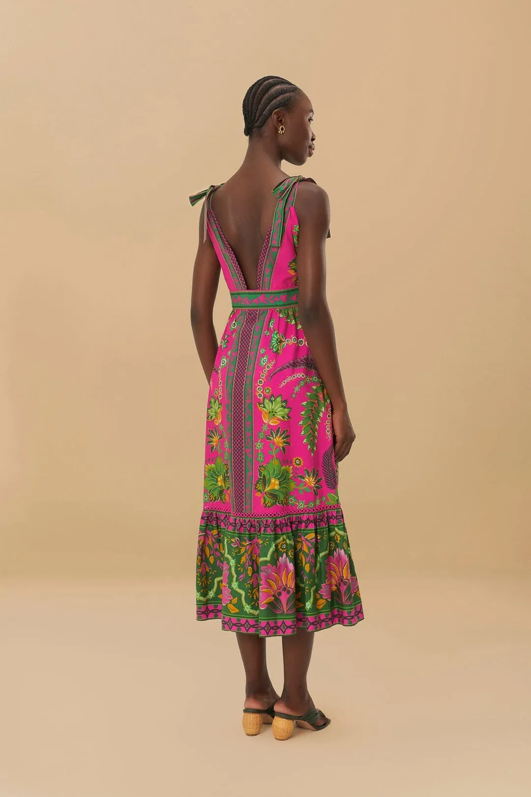 Ana Tapestry Pink Midi Dress Star Light Versatile Wear