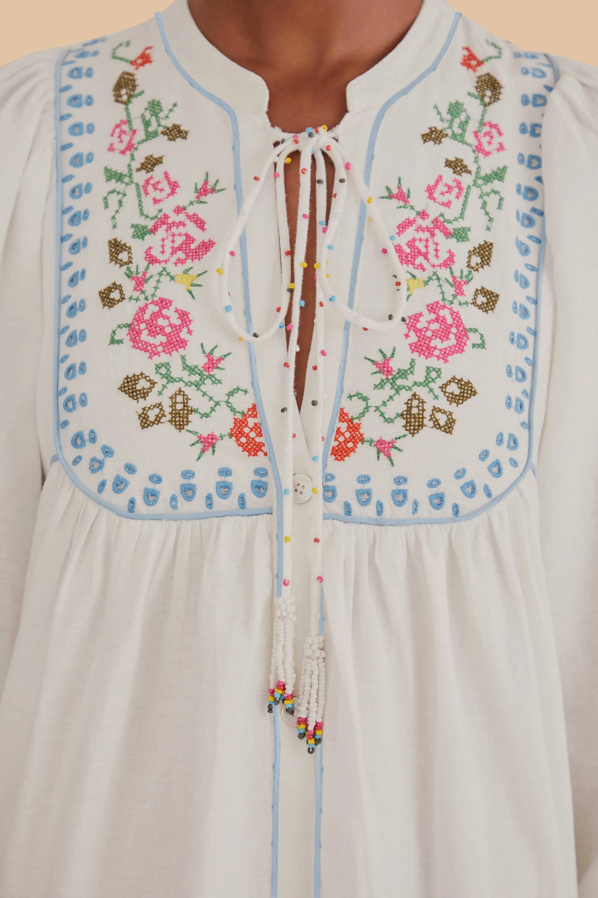 Off-White Embroidered Midi Dress Rain Safe