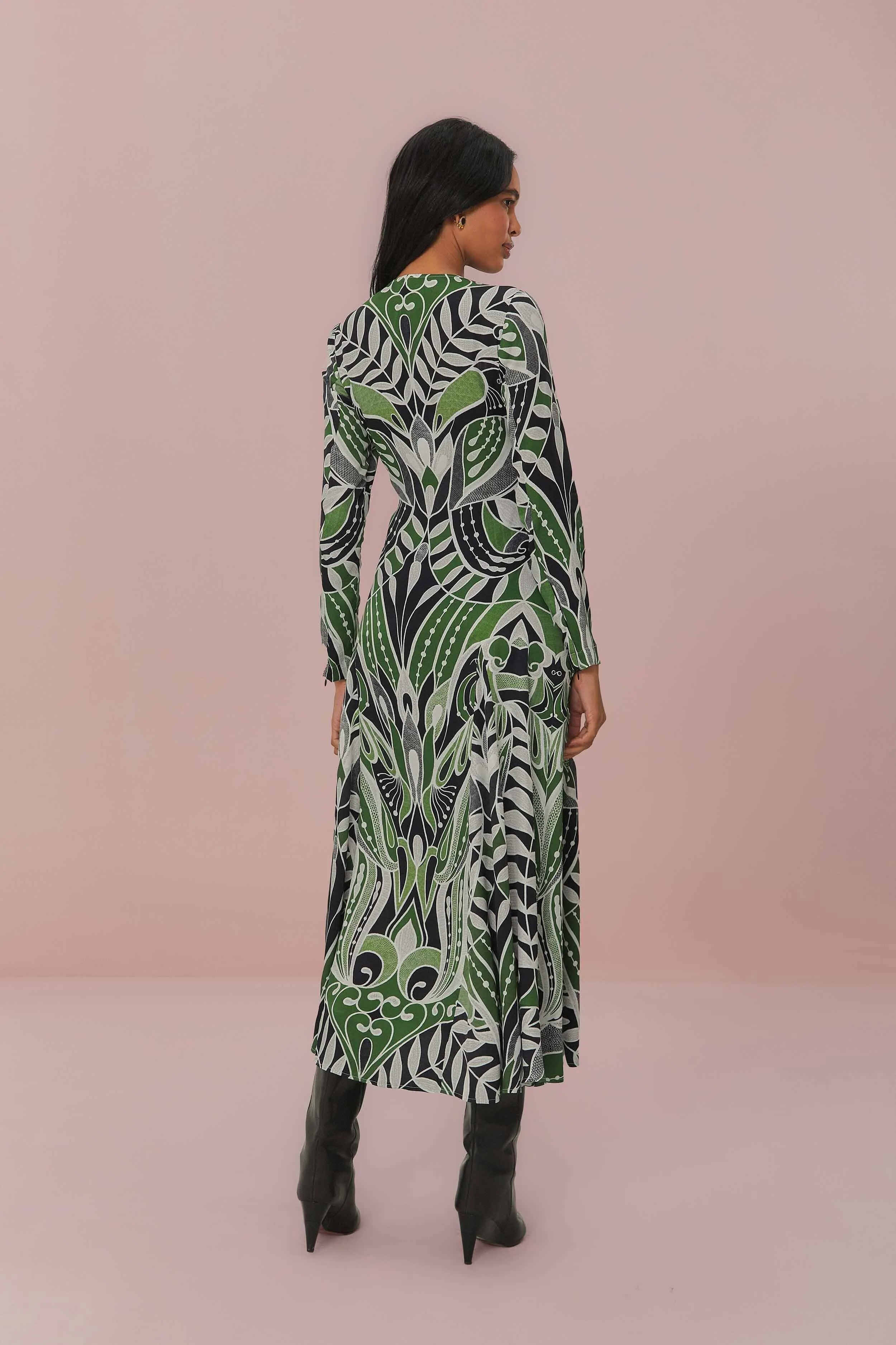 Black Lace Nature Midi Dress Stylish Essentials Everyday Chic