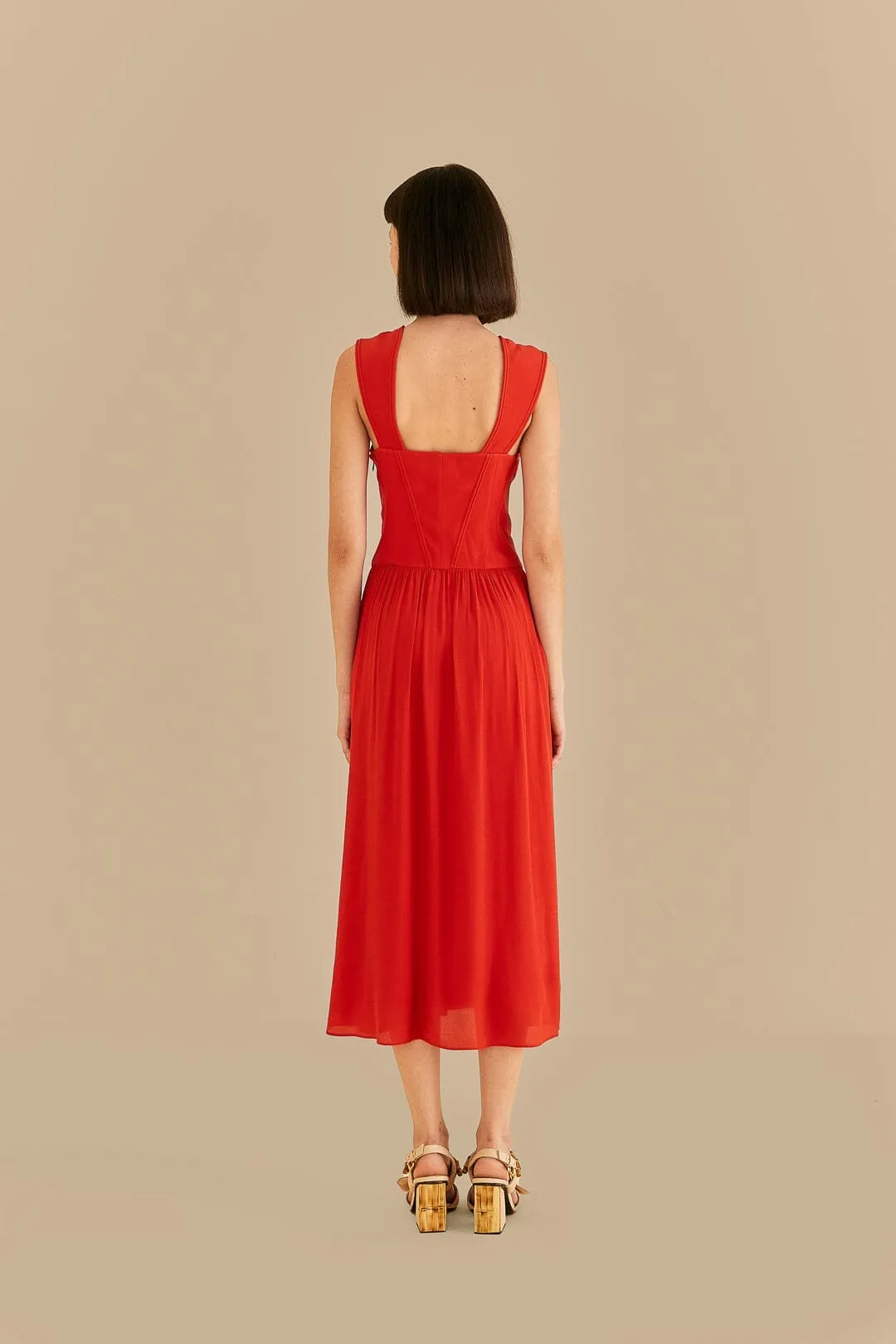 Red Bow Sleeveless Midi Dress Bazaar Lane Trendy Chic