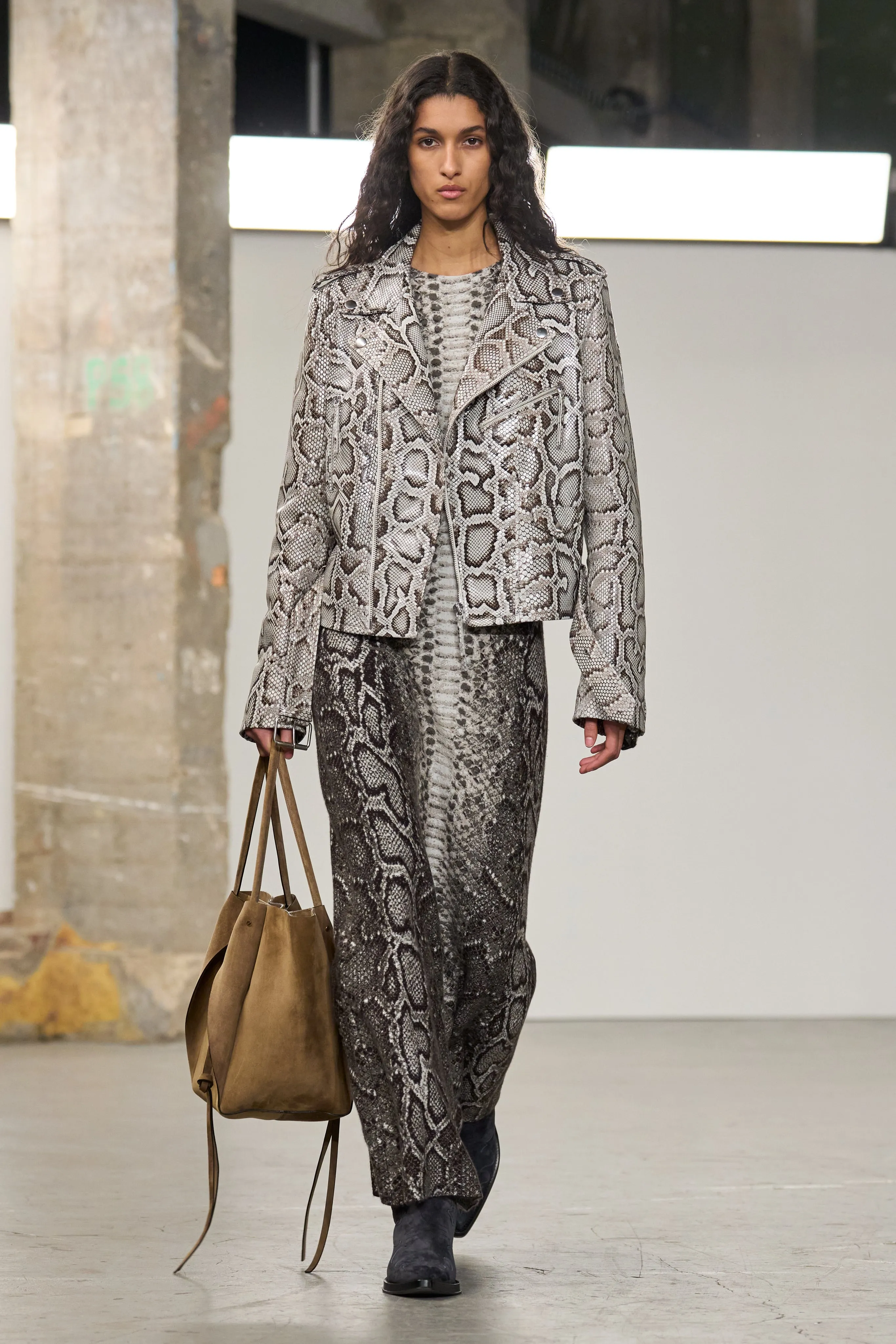 Flexible Waistband Aalia Knit Maxi Dress in Greyscale Cashmere Silk