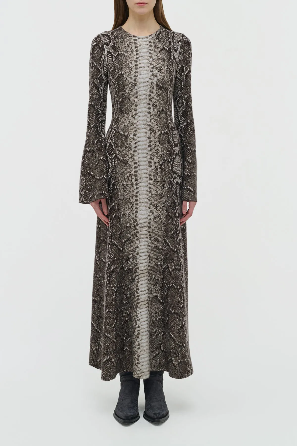 Code Soul QuickDryDesign Aalia Knit Maxi Dress in Greyscale Cashmere Silk