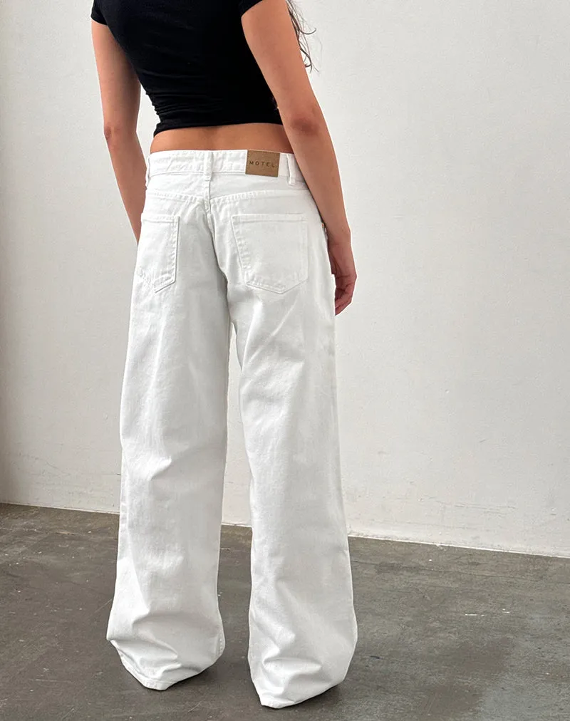 Low Rise Roomy Jeans in True White Party Guest FlexibleElasticity