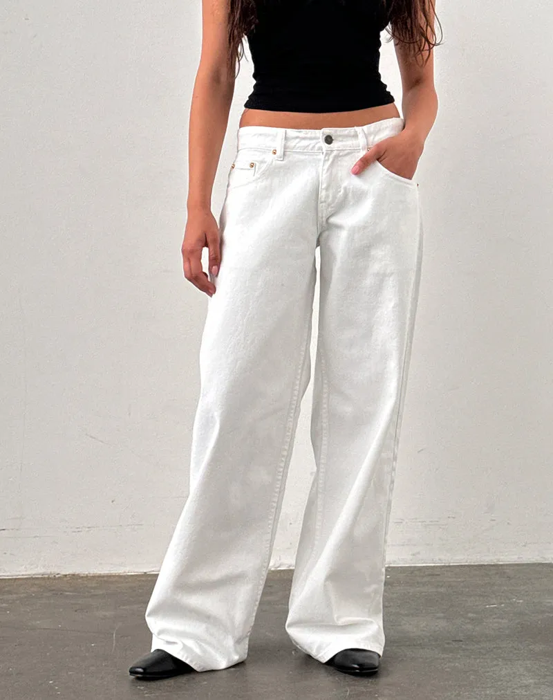 Low Rise Roomy Jeans in True White HiddenZipperClosure CompressionFreeCuffs