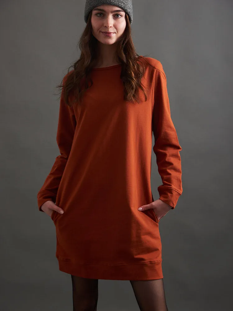Sweatshirt Dress - Loop Knit Clay Bio Glow