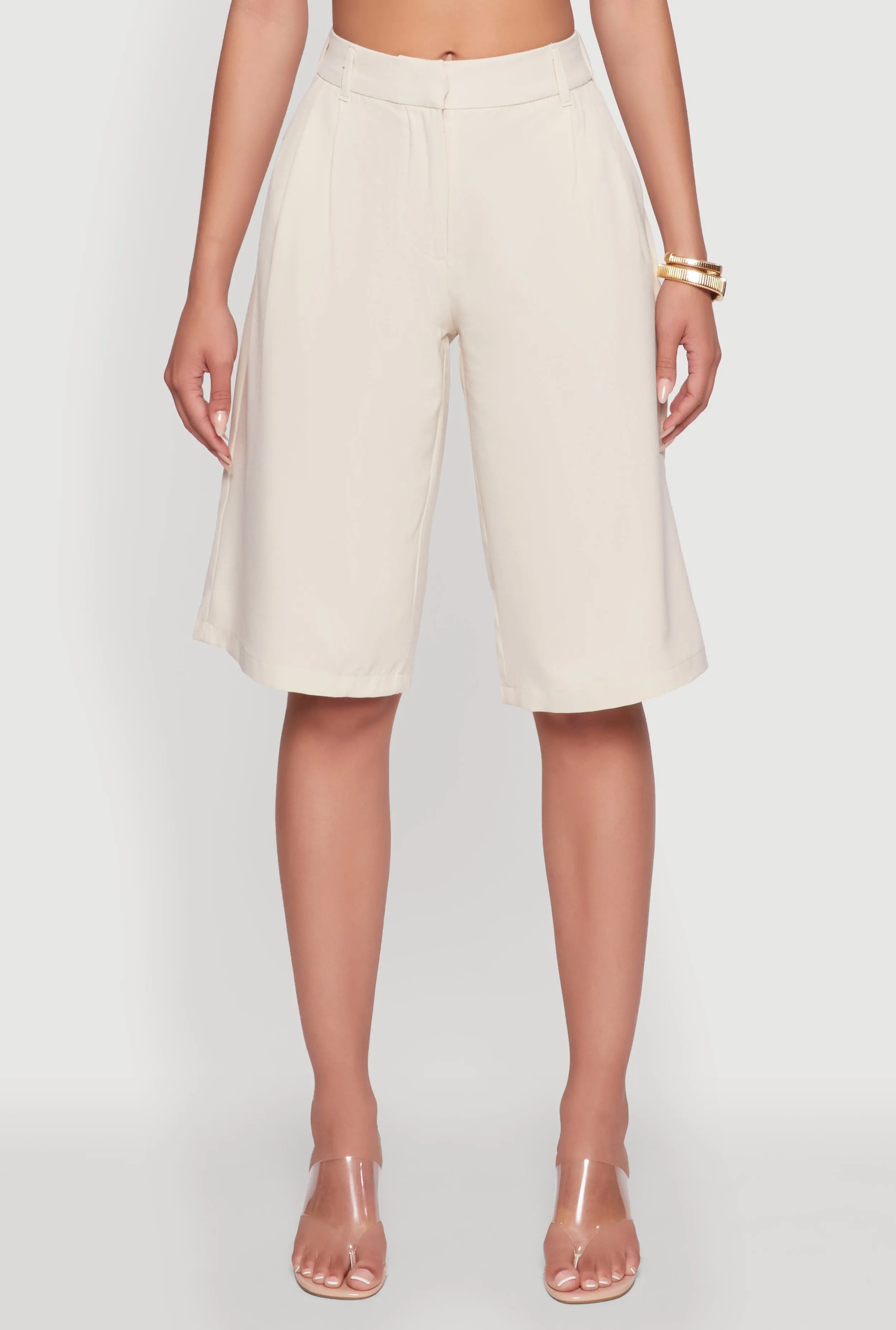 Day Out High Waisted Crepe Knit Tailored Bermuda Shorts