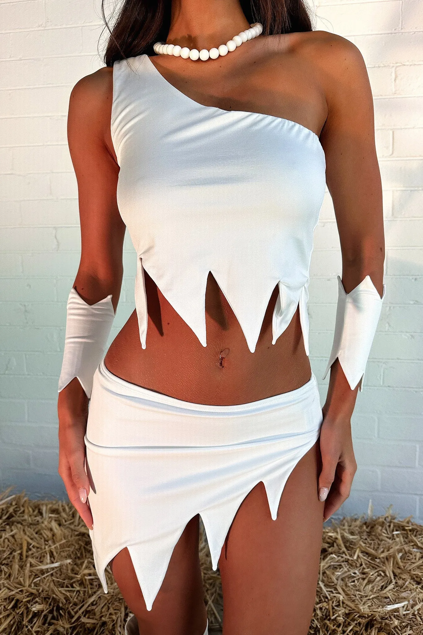 Dino Skirt - White Runway Inspired Animal Print