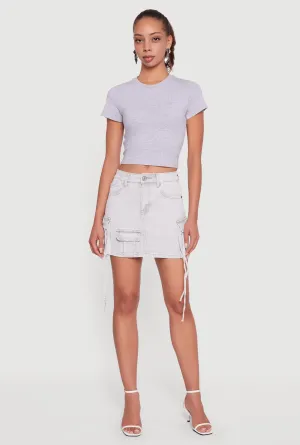 Soft Vibe Acid Wash Mini Cargo Skirt