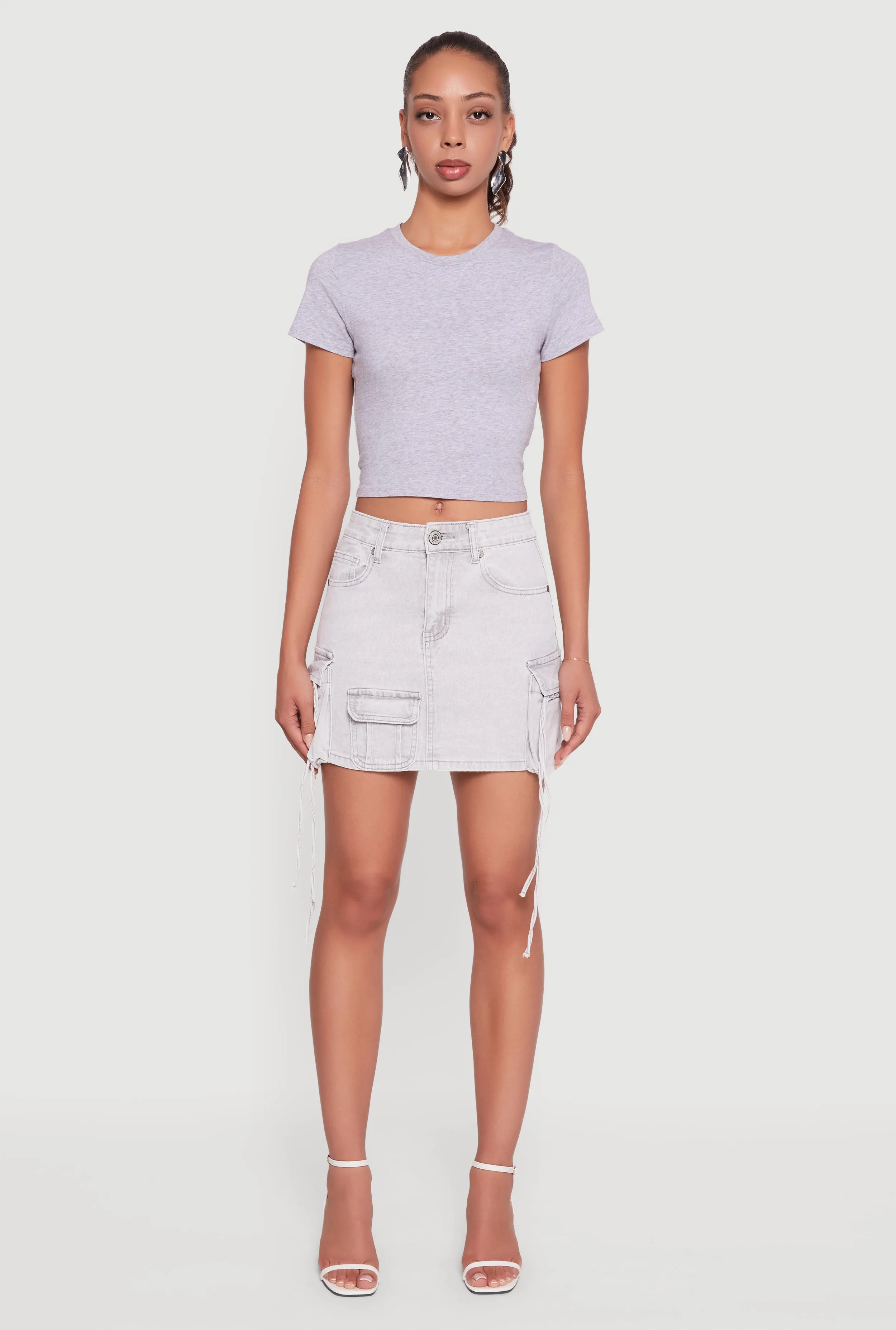 Acid Wash Mini Cargo Skirt Soft Outfit
