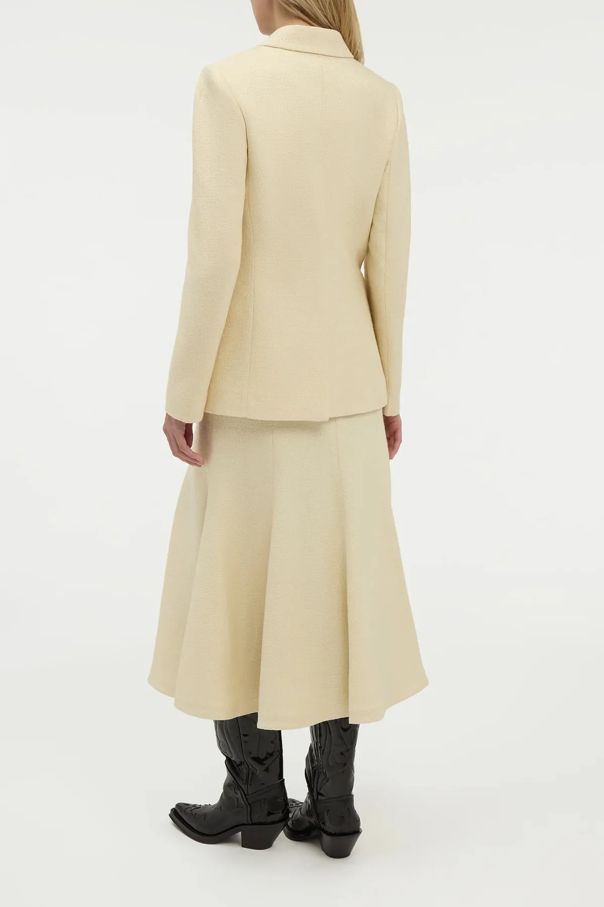Selma Maxi Skirt in Ivory Silk Tweed gentle style High Density Weave
