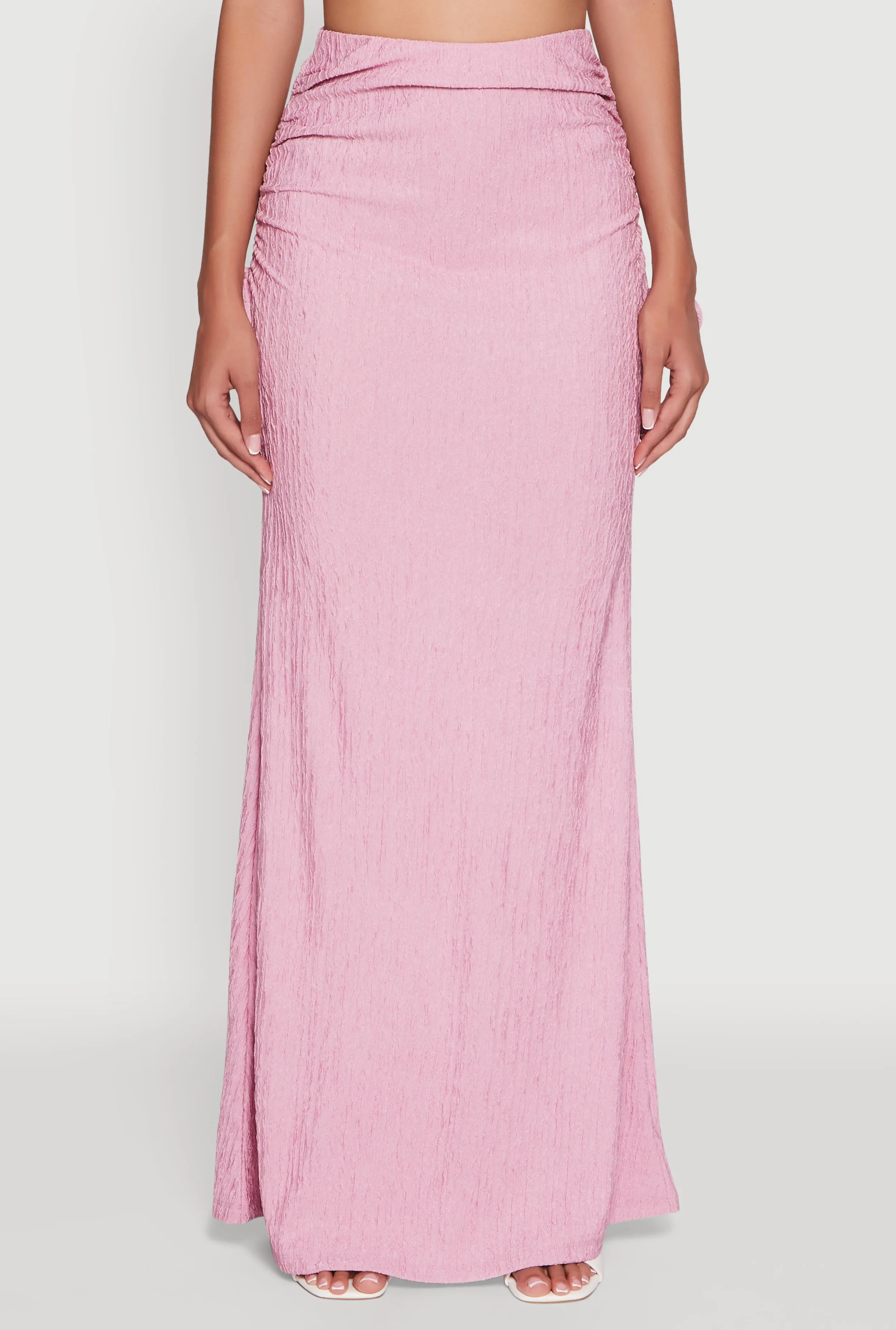 Smart Look Warm Insulation Trendy Solid Textured Knit High Waisted Maxi Skirt