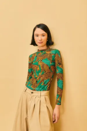 Green Artsy Leopards Organic Cotton Bodysuit Trendy Couple Wedding Premium