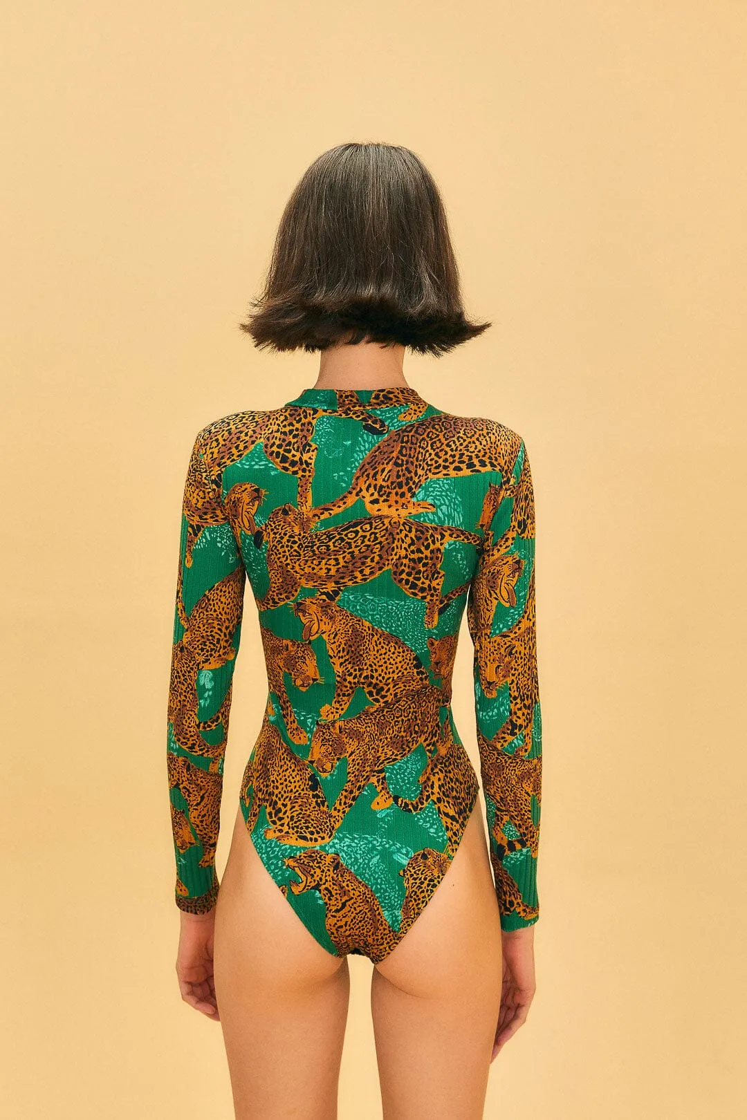 Weekend Bold Green Artsy Leopards Organic Cotton Bodysuit