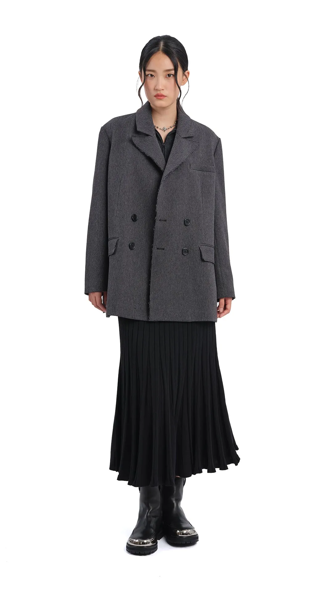 Knitted Flare Skirt Push Button Closure Weekend Style