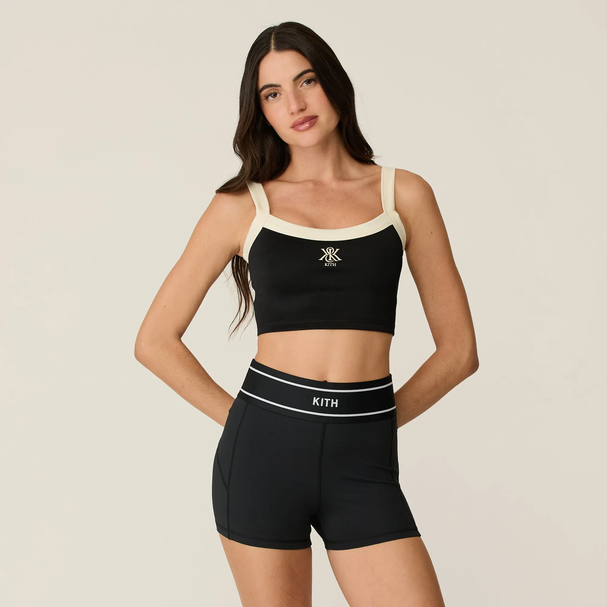 Kith Women Blocked Terra Active Tank - Black Full Zip Front Closure Support - providing
