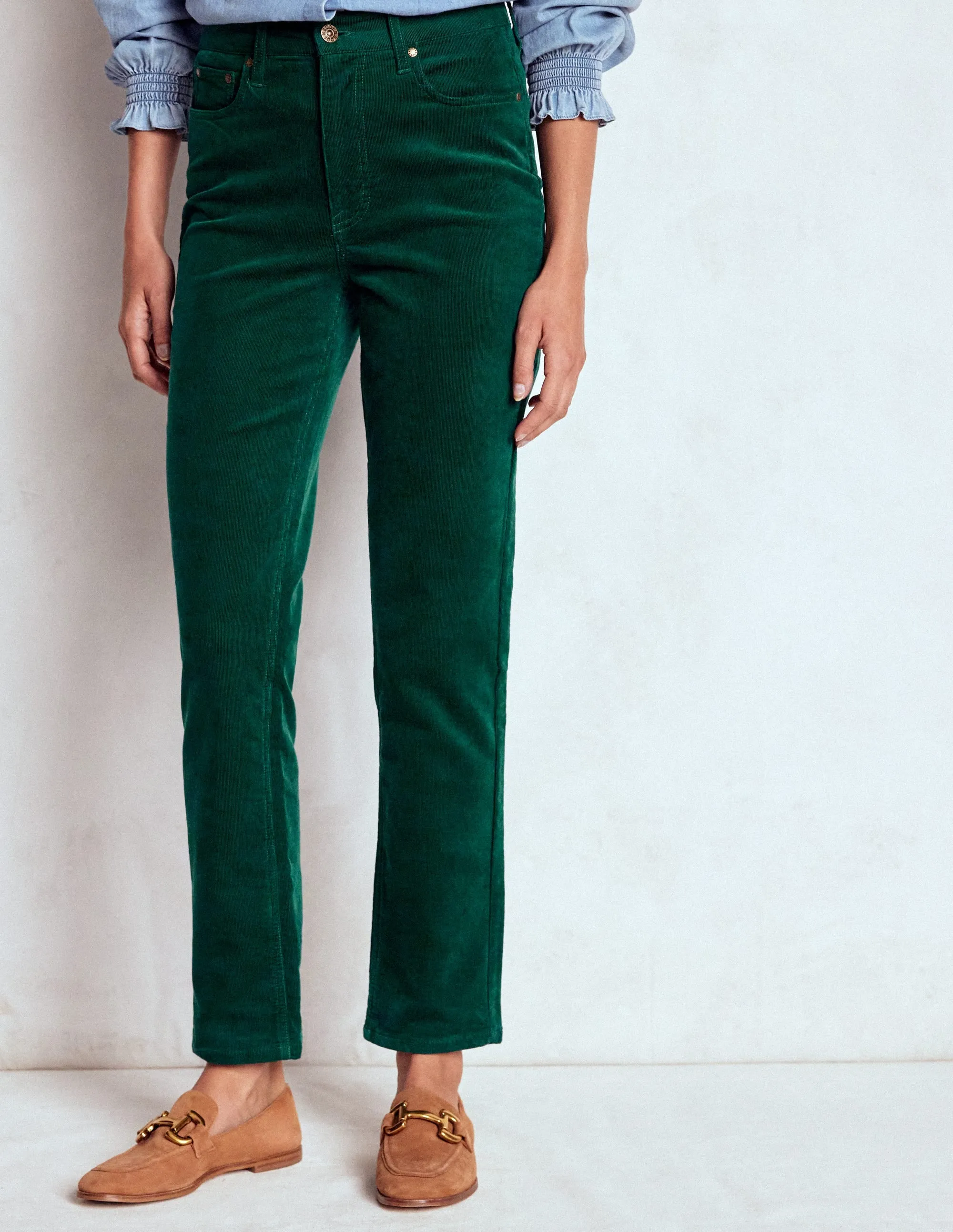 No Hassle Fit High-Waisted Cord Slim Jeans-Emerald Night