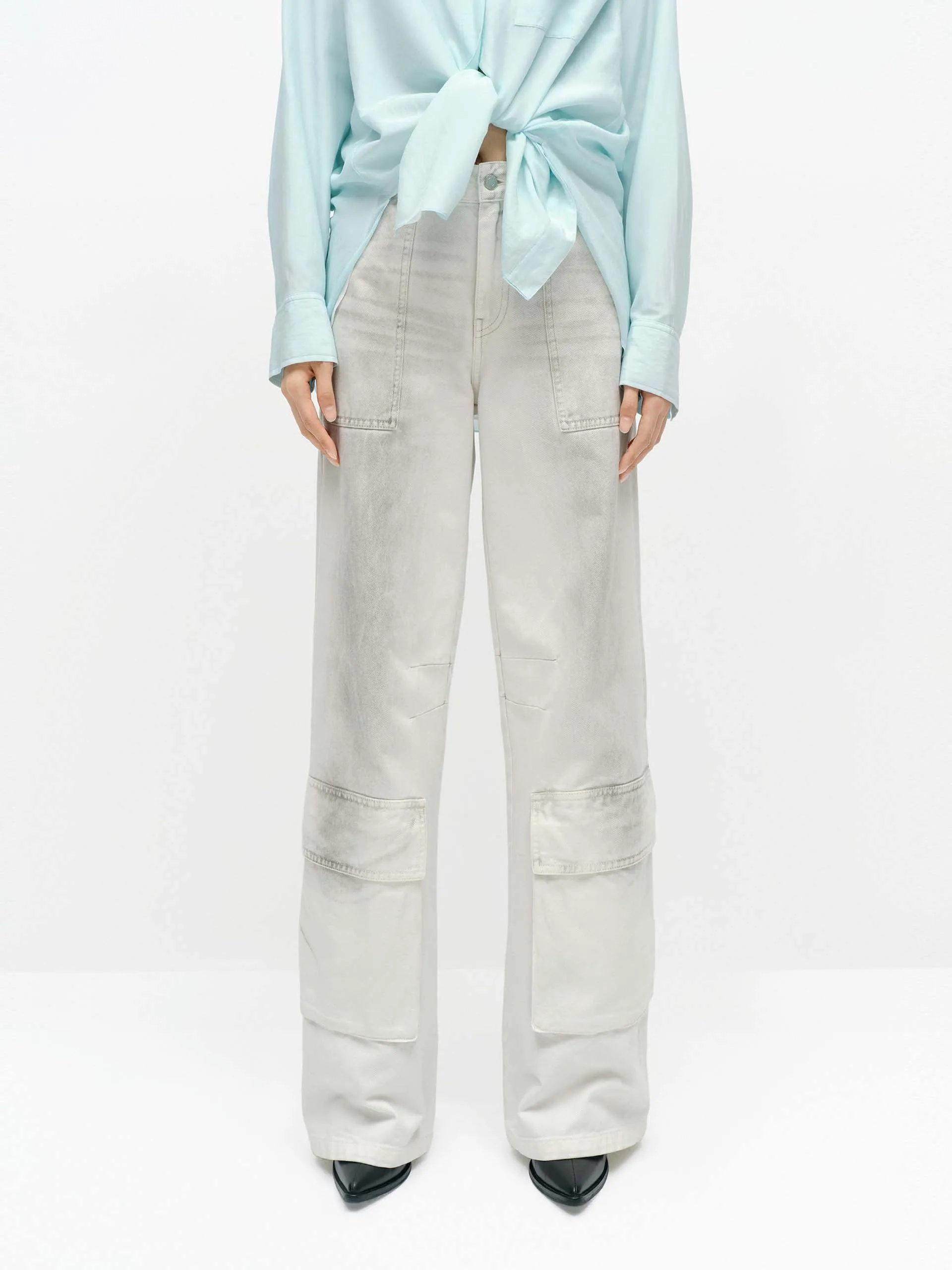 Sprayed Detail Cargo Jeans Vibrant Formal