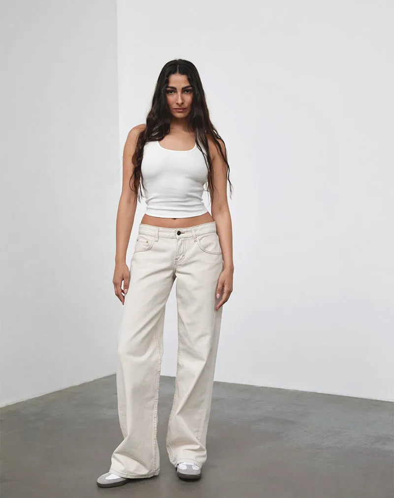 Low Rise Parallel Jeans in Off White Wild Mood Self Love