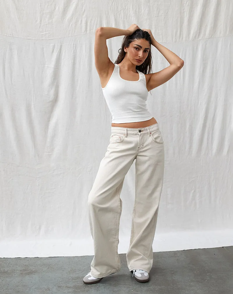Low Rise Parallel Jeans in Off White Lightweight insulation Brunch Fit