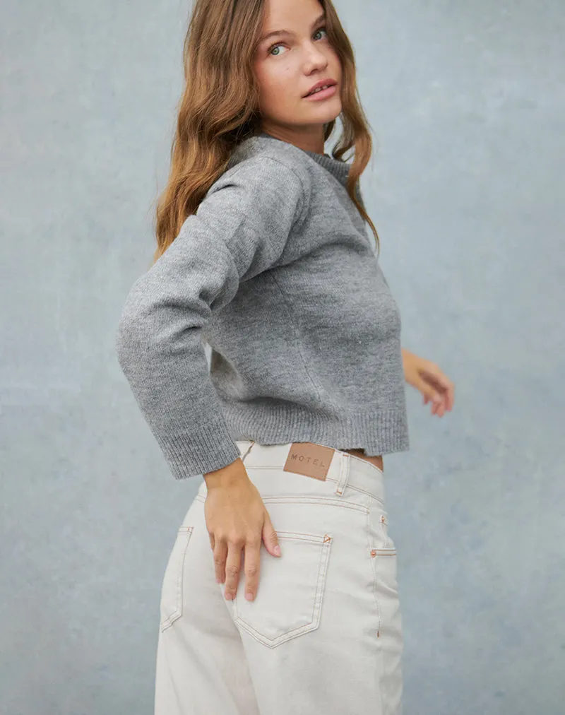 Low Rise Parallel Jeans in Off White Model Glow Semi Formal