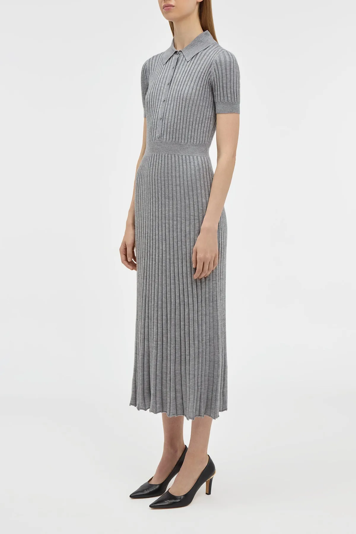 Layer Play Recycle Glow Amor Knit Midi Dress in Heather Grey Cashmere Silk