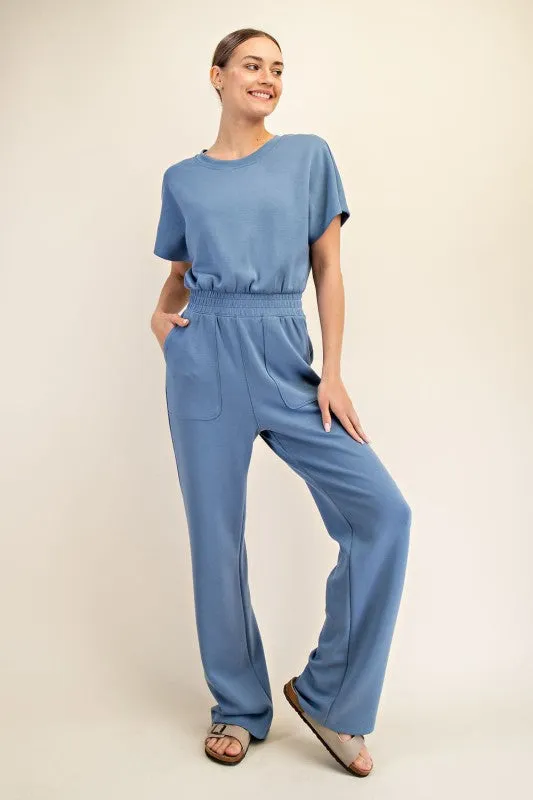WrinkleFreeFabric Dream Core Scuba Short Sleeve Jumpsuit