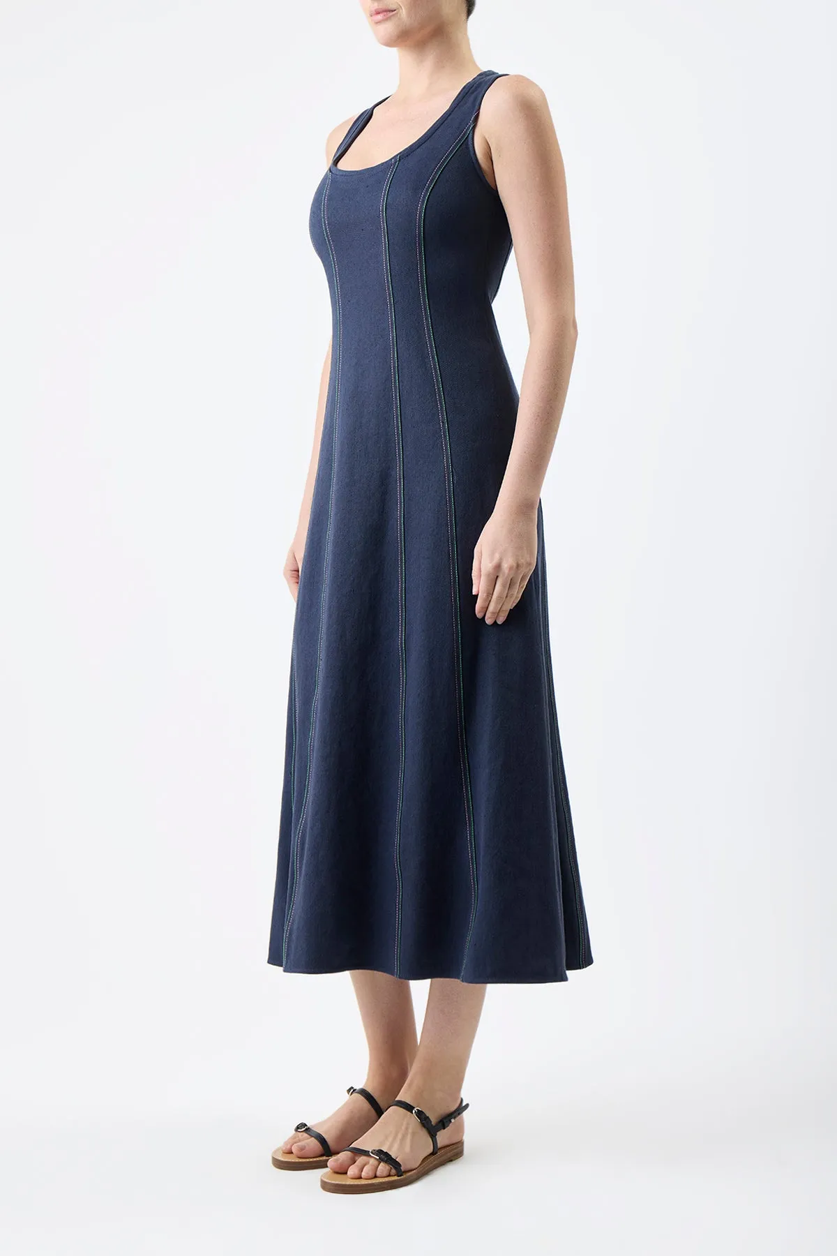 Diaz Dress in Dark Navy Hemp Cotton Work Ready Elegant Glow