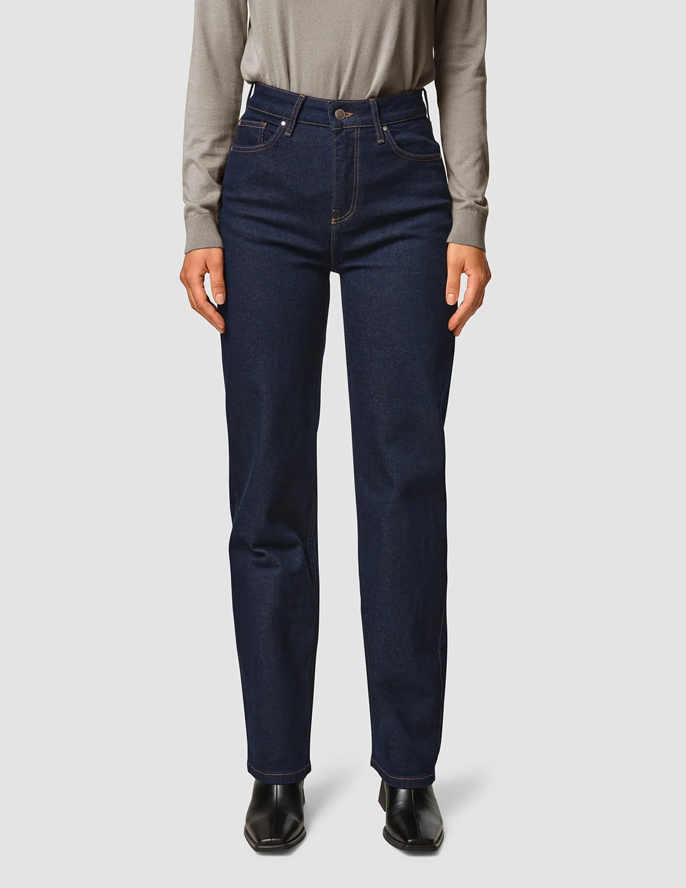 Durable Triple Stitched Seams Jeans Straight Fit Dark Blue