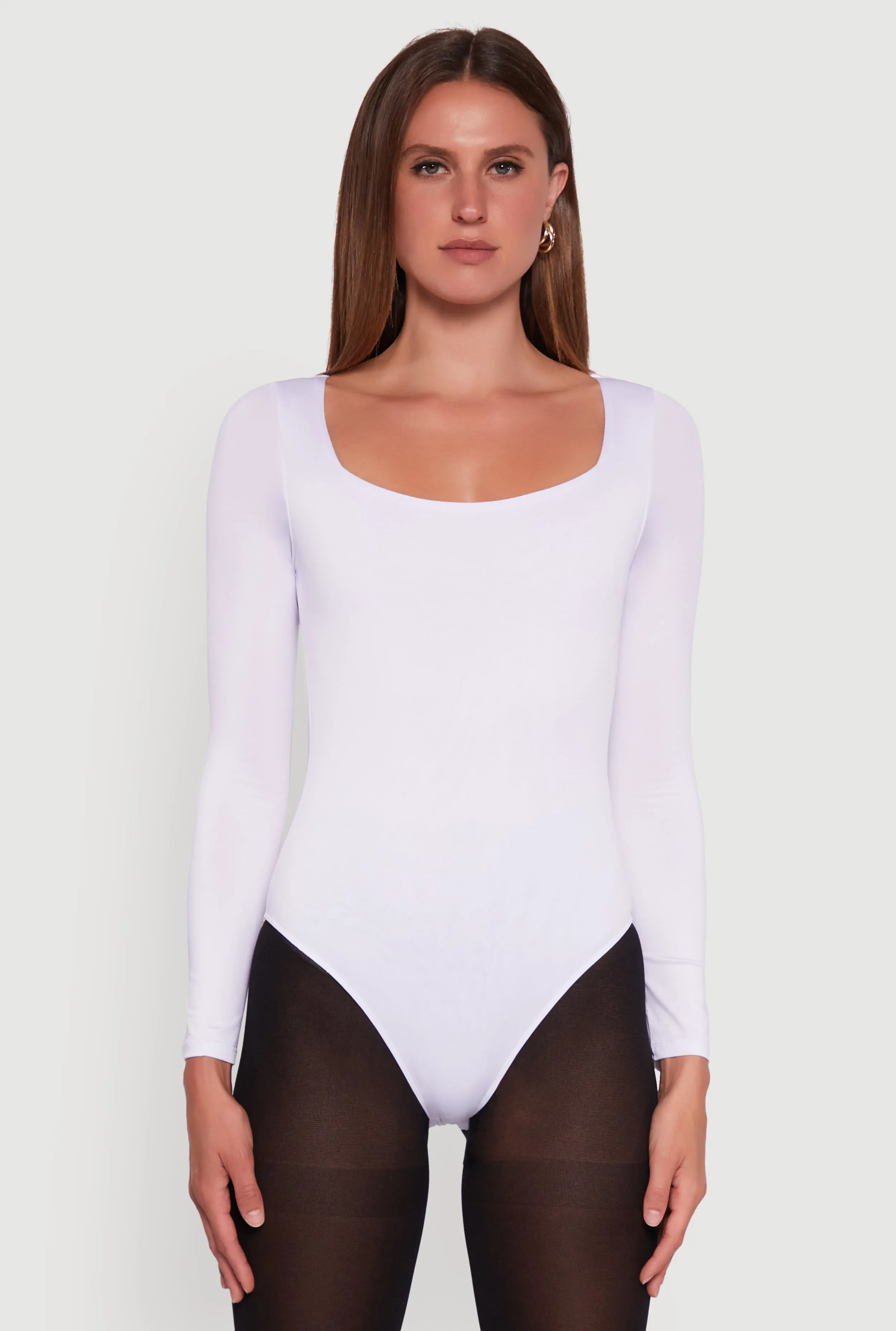 Scoop Neck Long Sleeve Bodysuit Breathable New Sport Club