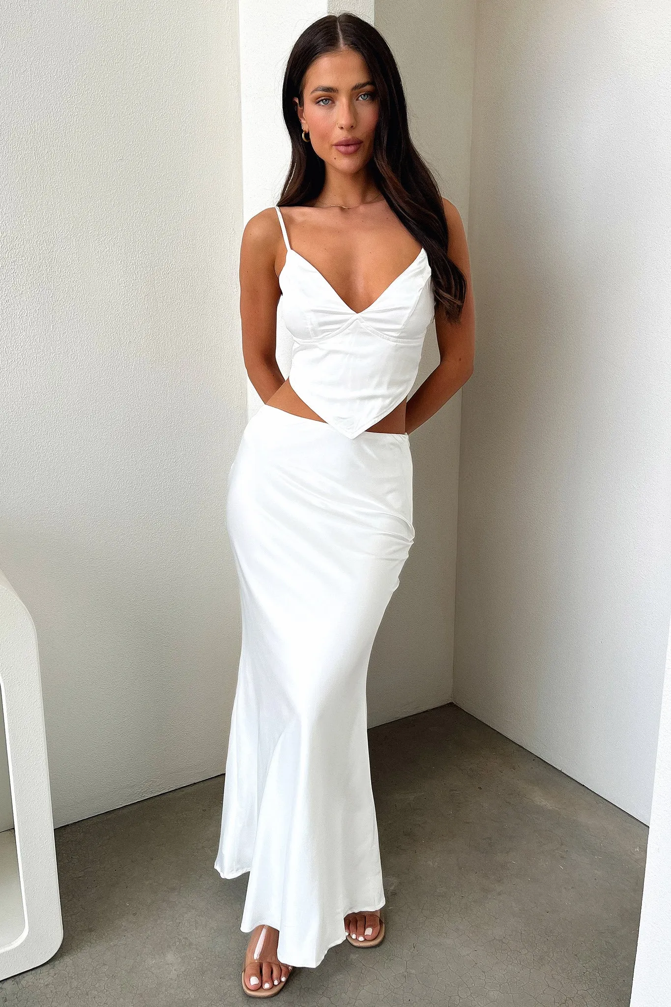 Mall Brand Look Tapered Cut Adira Maxi Skirt - White