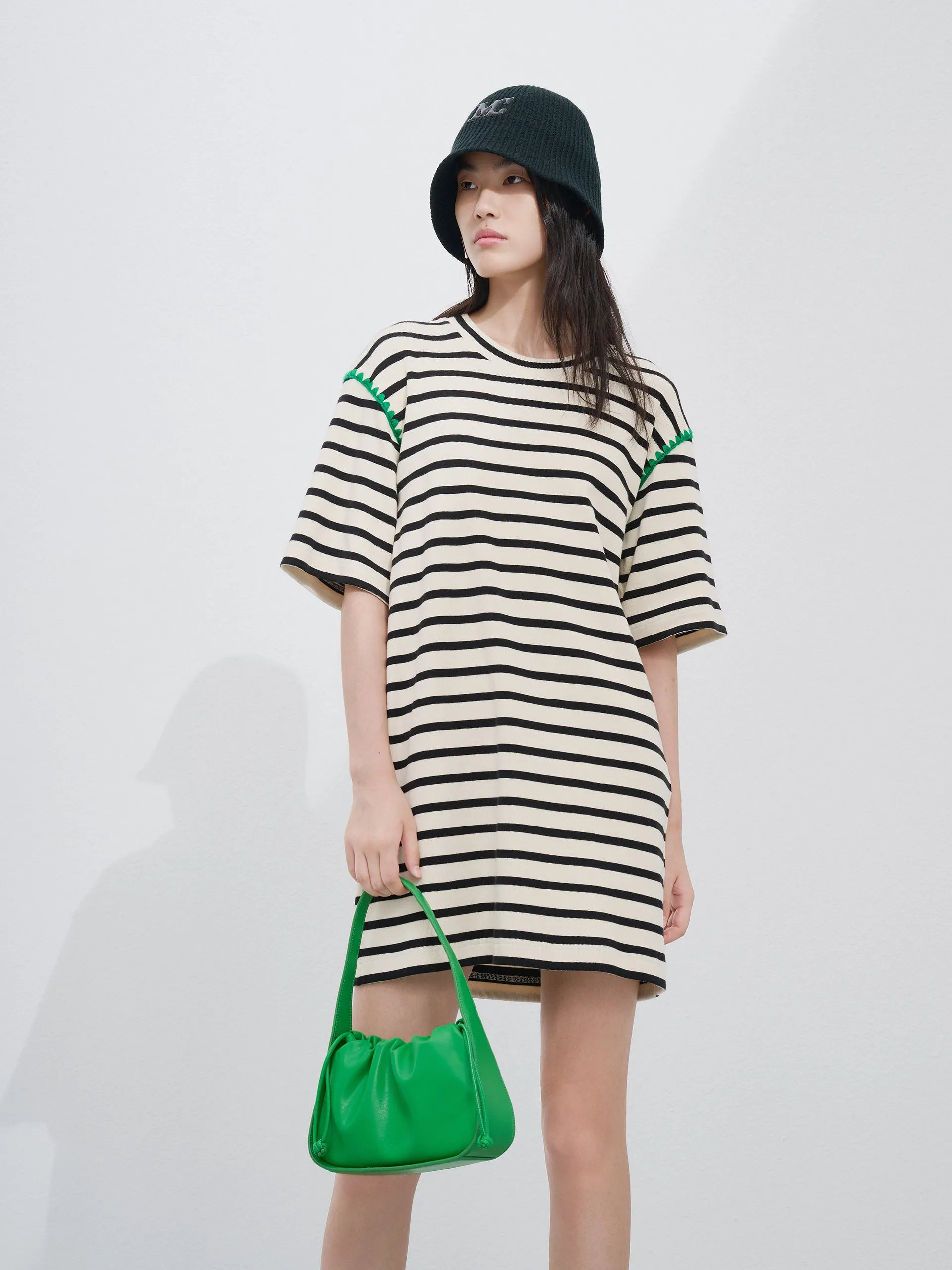 Boho Look Hot Edge Cotton Striped Dress