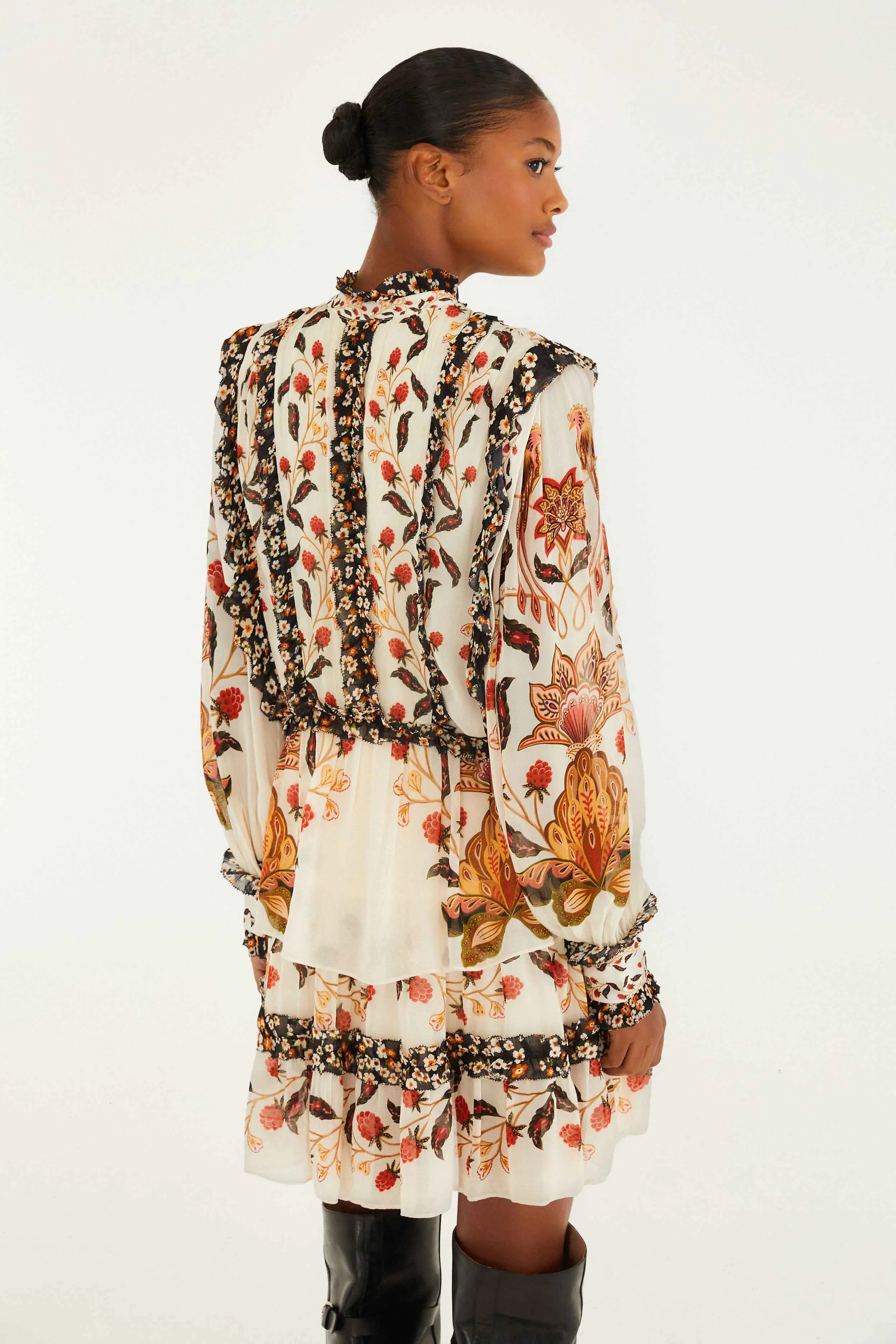 Cream Berry Garden Mini Dress Secure Closure