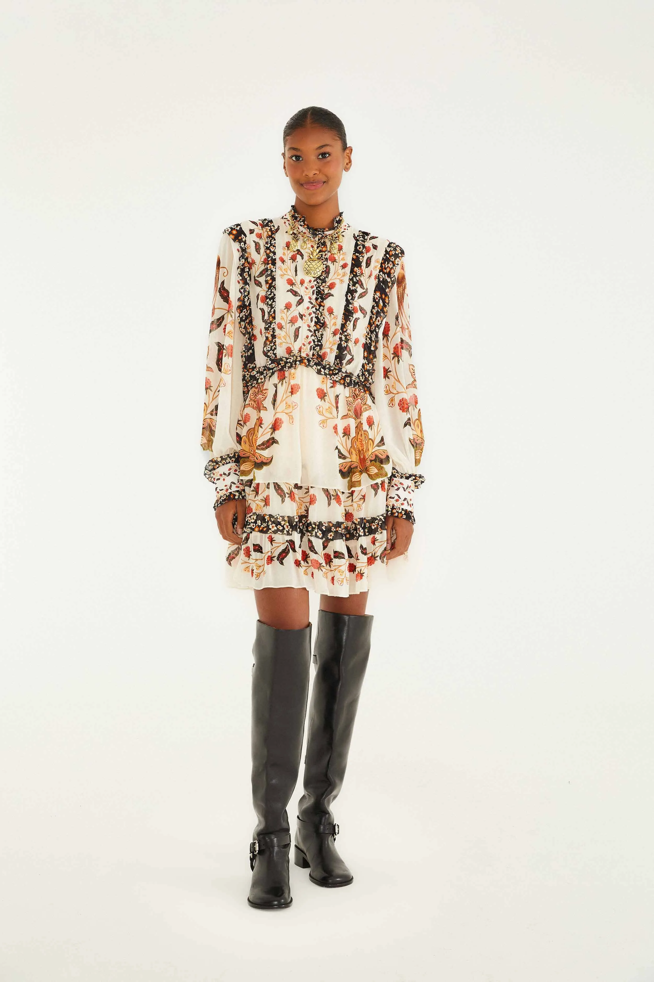 Cream Berry Garden Mini Dress Urban Mode