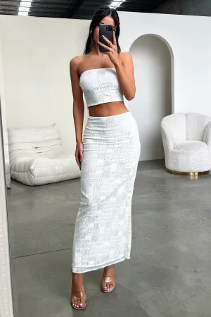 Lucius Maxi Skirt - White A Line Cut