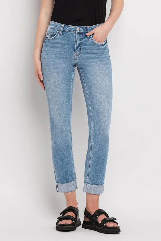 ElasticCuffDesign Flying Monkey Midrise Crop Slim Straight Jean