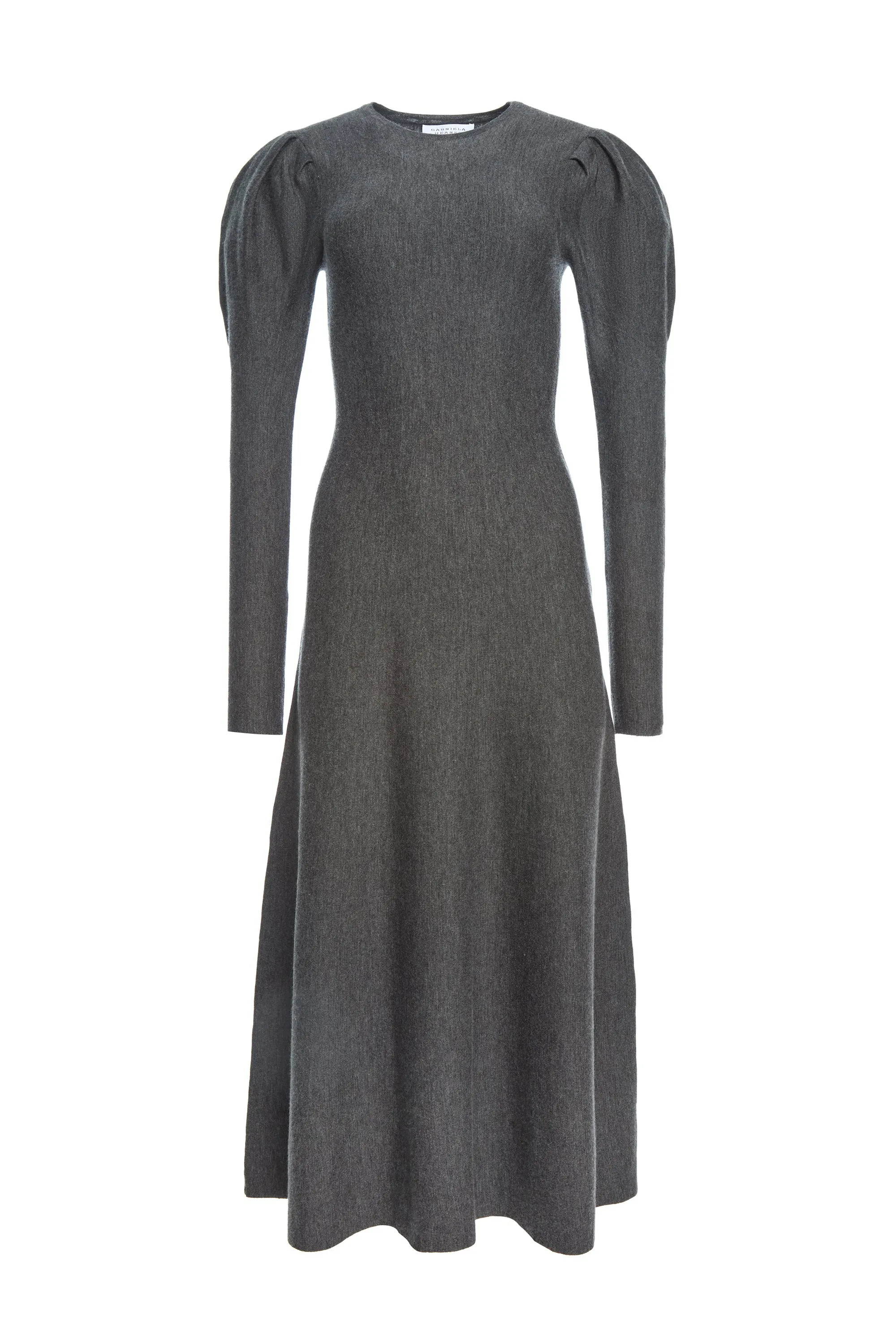Hannah Knit Maxi Dress in Charcoal Melange Merino Wool Cashmere Evening Chic
