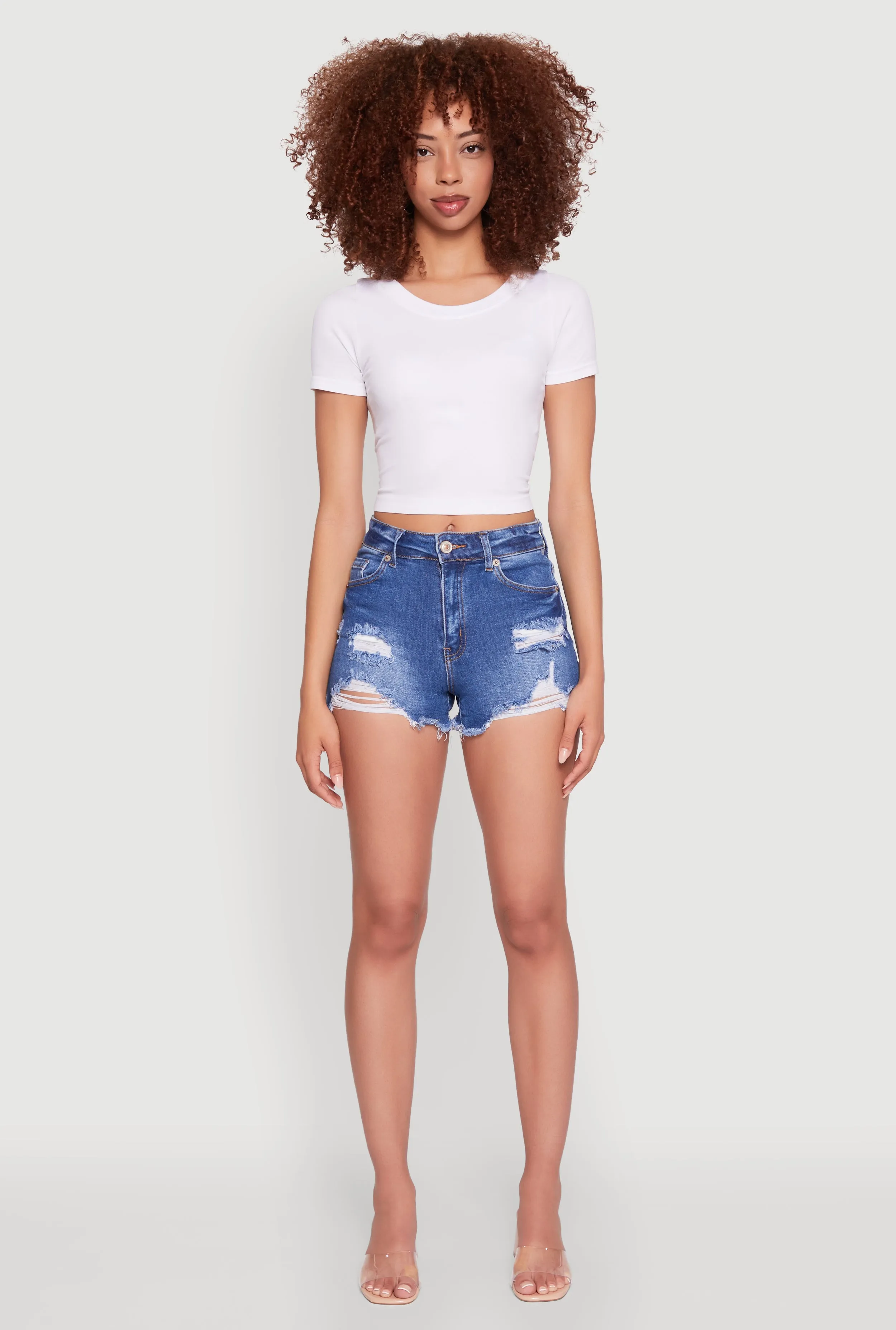 quick dry Comfort Fit WAX Frayed Denim Shorts