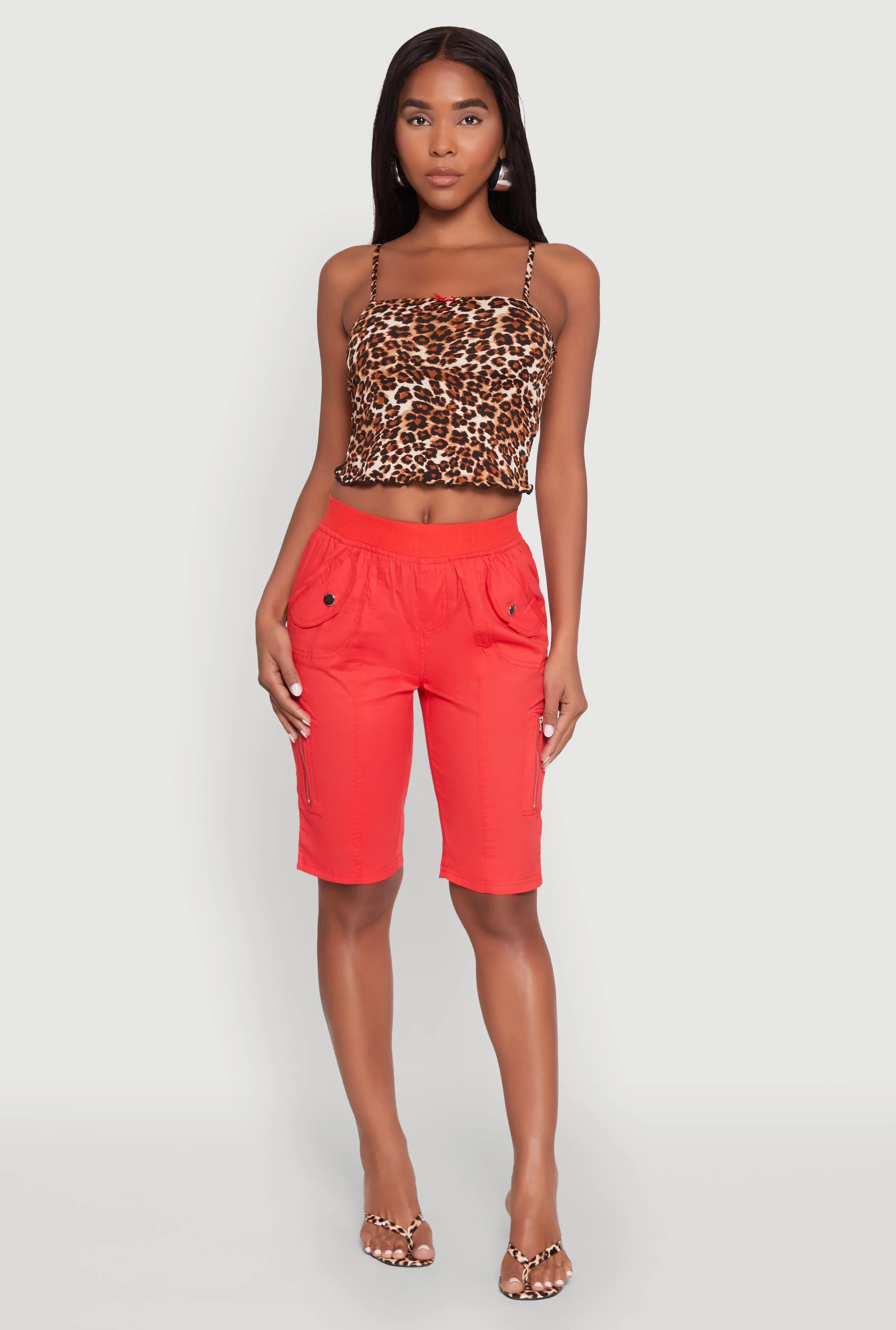 Side Zip Cargo Pocket Bermuda Shorts factory work Chill Style