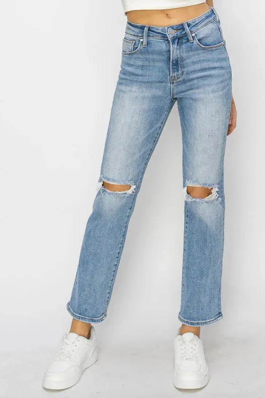 PreShrunkFabric TearResistant Risen Ankle Slim Straight Jeans