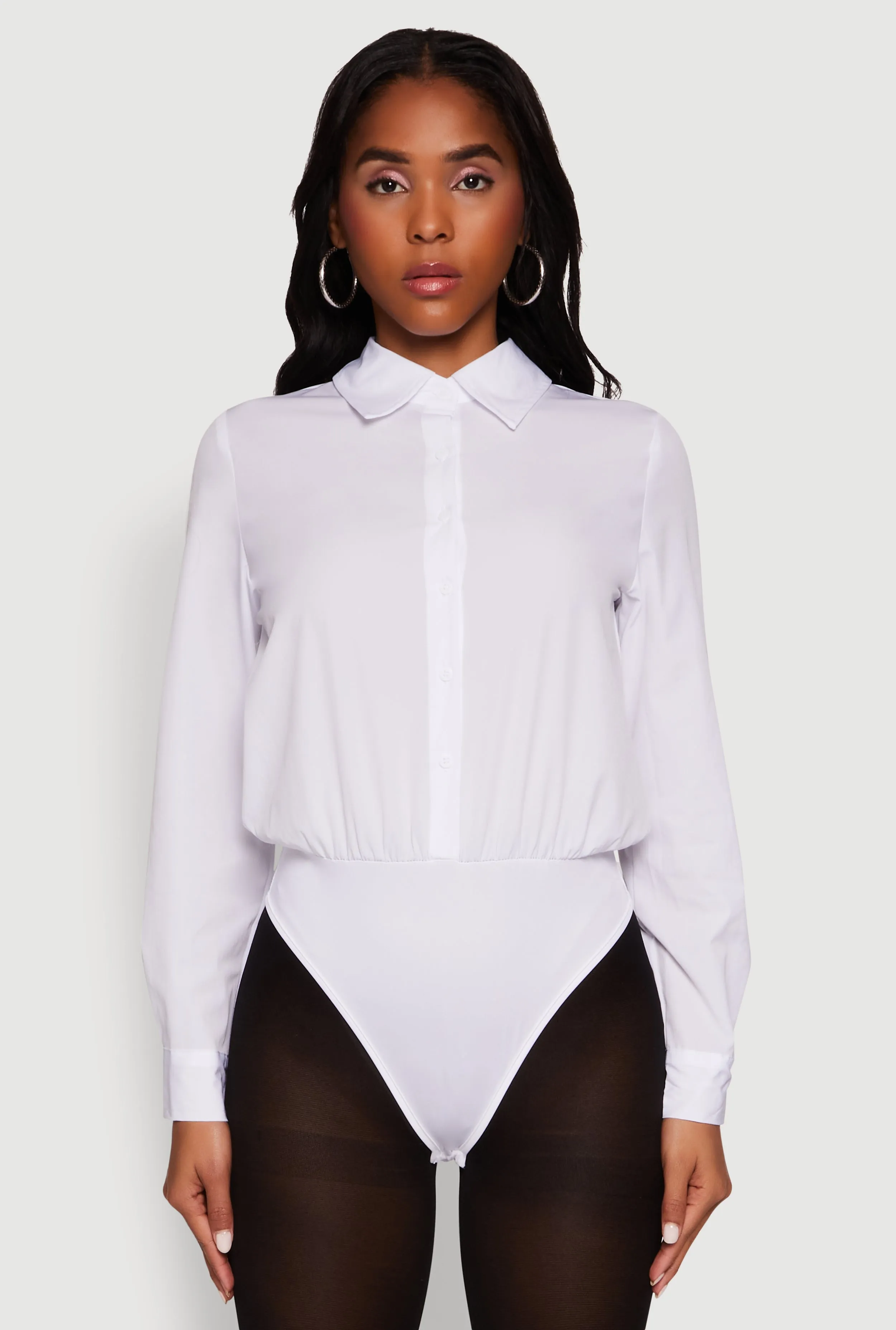 Urban Fancy Daisy Collared Button Front Thong Bodysuit