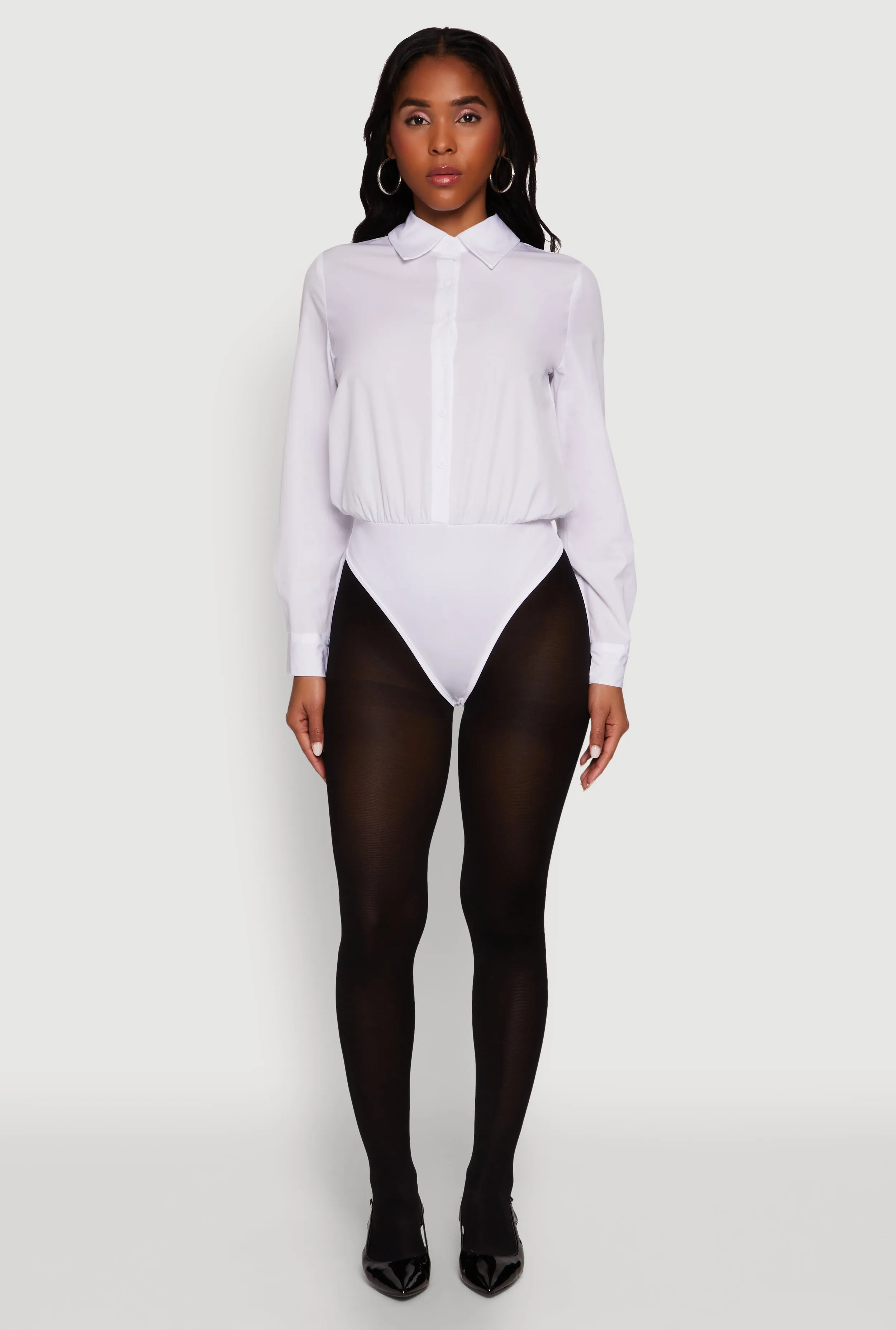 Shopping Essential Essential Street Daisy Collared Button Front Thong Bodysuit