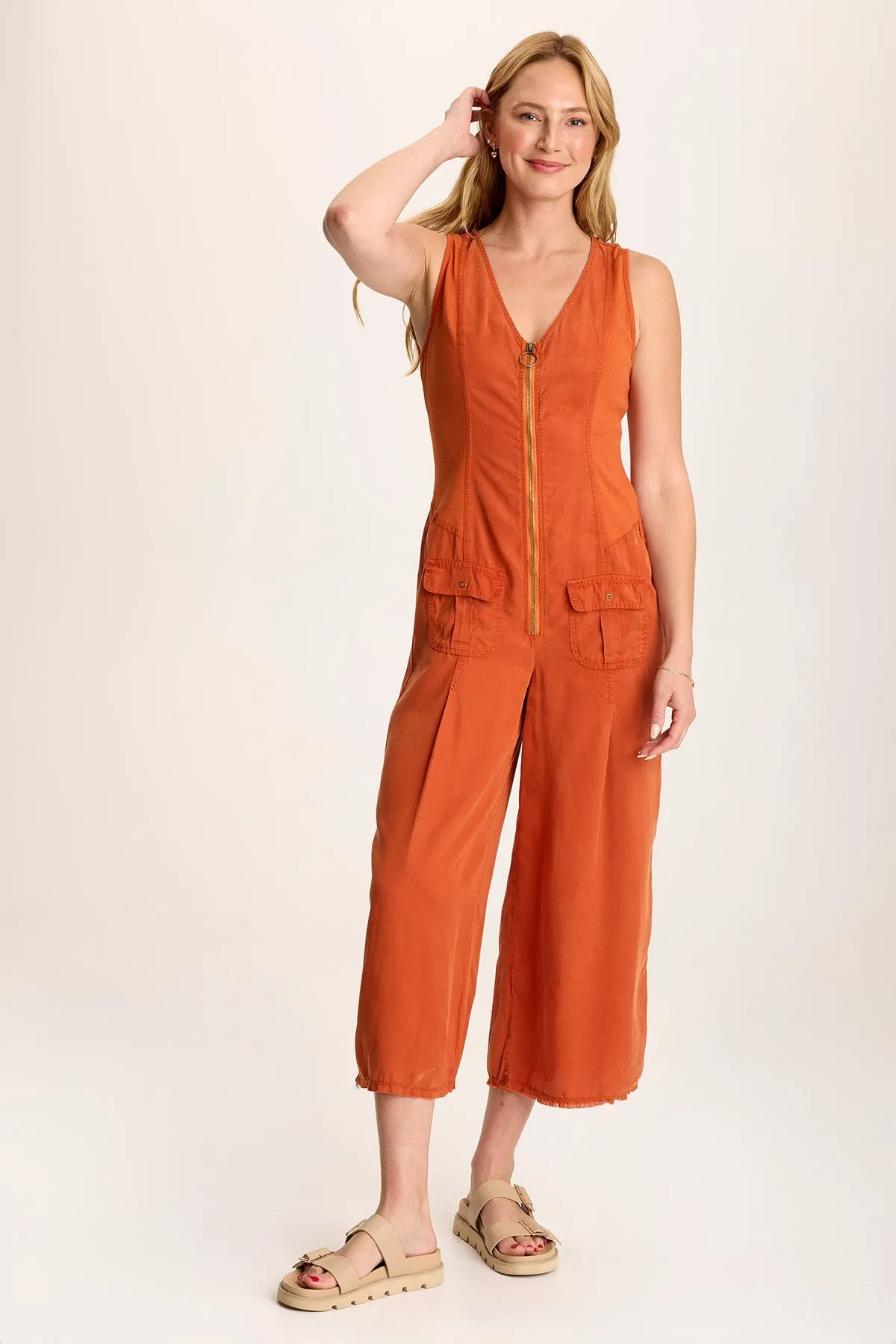 Linette Jumpsuit with V-Neck and Adjustable Straps UniversalFit