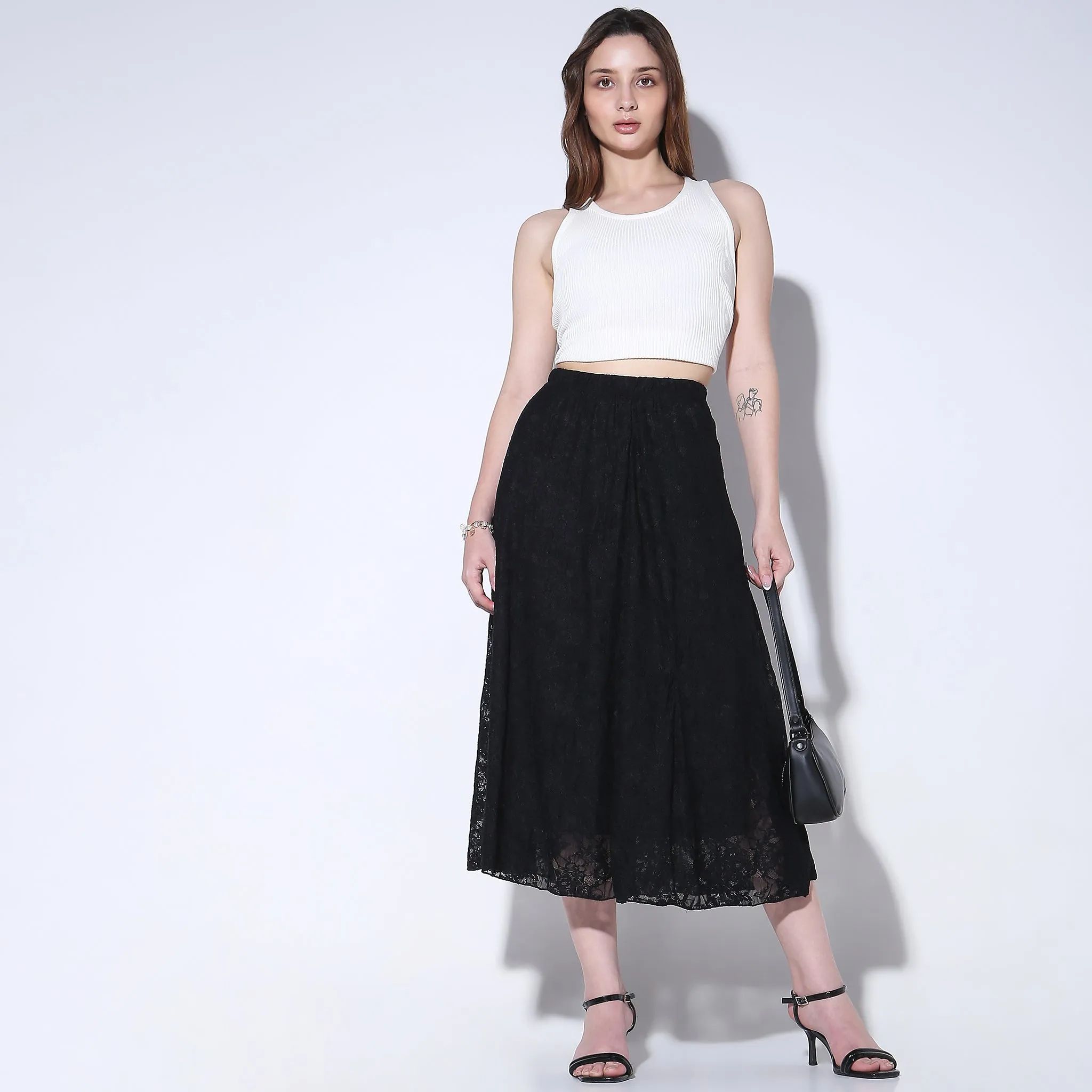 Regular Fit Solid High Rise Skirt MultiFunctional Pockets TearResistant Material