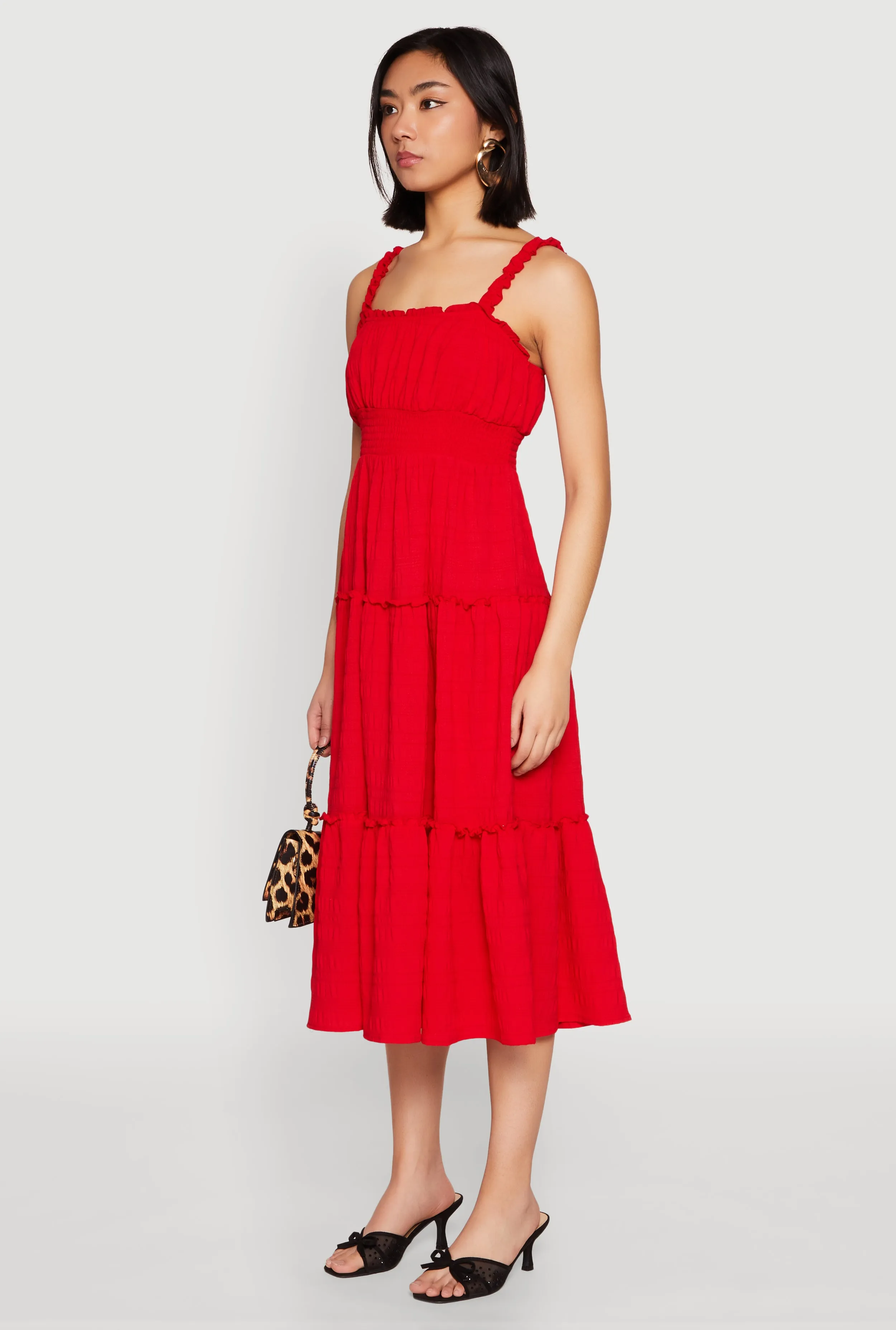 Almost Famous Smocked Empire Waist Tiered Dress Golden Hour This dress features a classic design that works well for both day and night wear