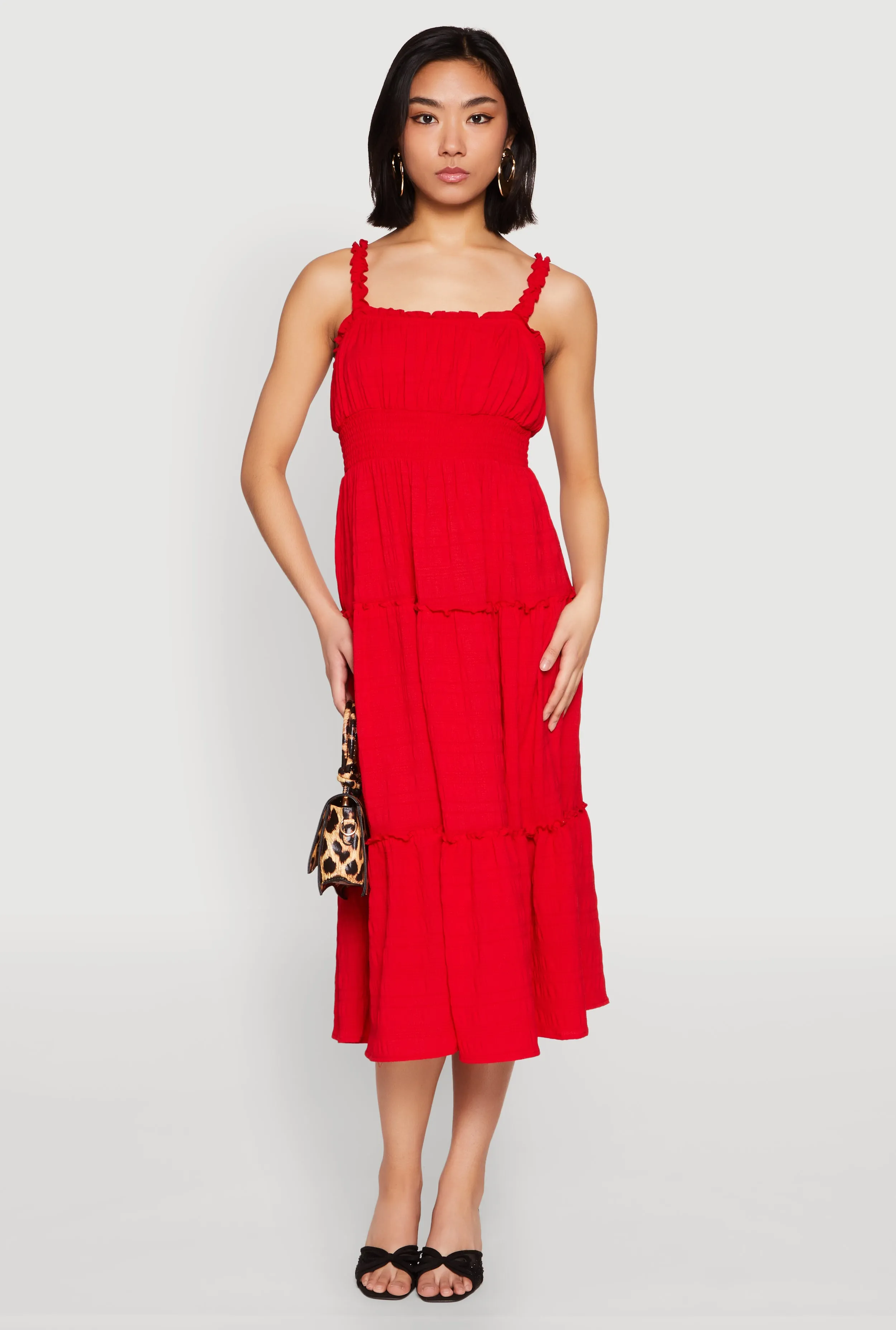 Wild Air Almost Famous Smocked Empire Waist Tiered Dress