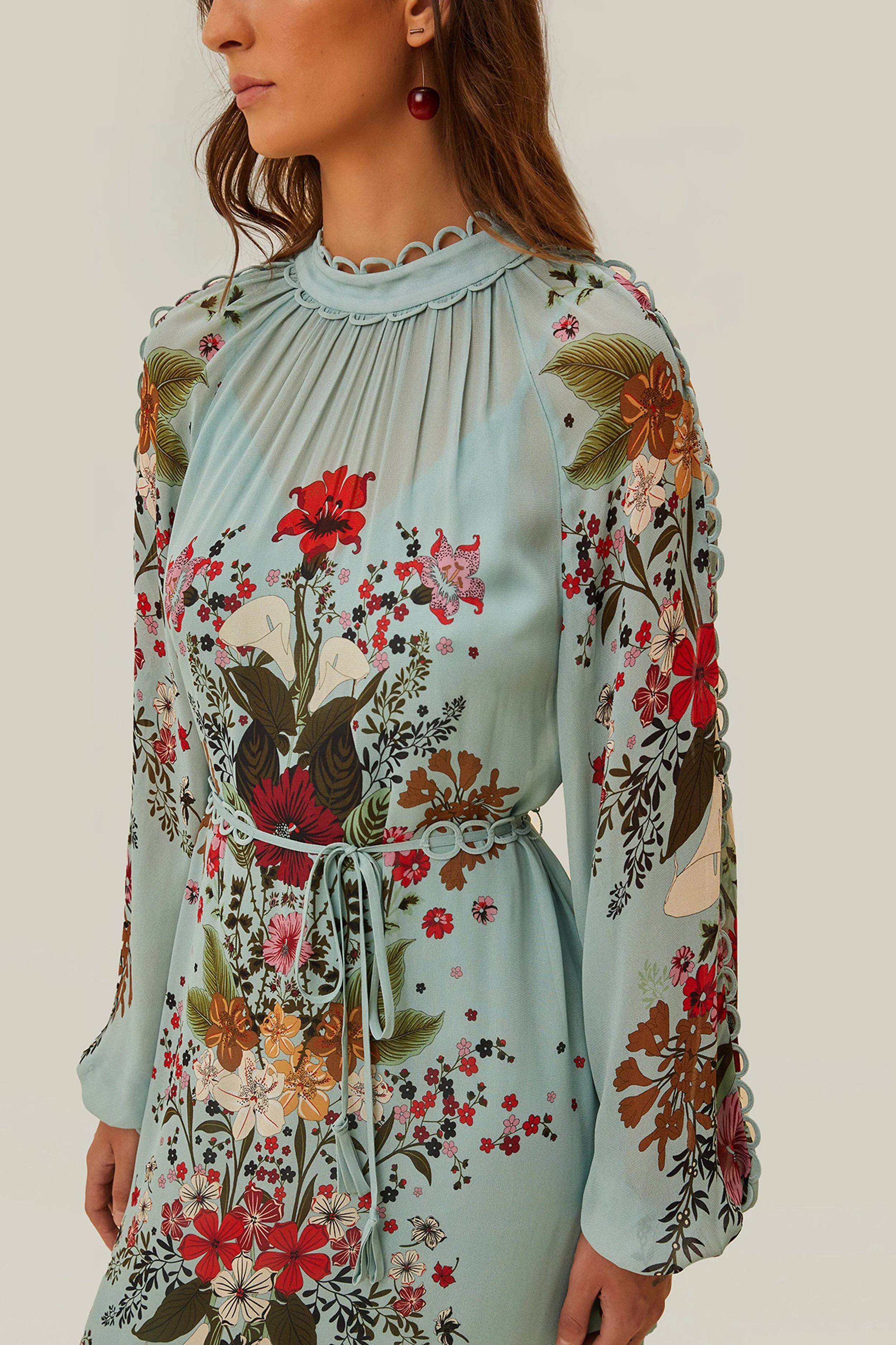 Blue Beauty Bouquet Long Sleeve Maxi Dress This maxi dress is perfect for creating a chic and polished look without trying too hard Ethnic Vibe