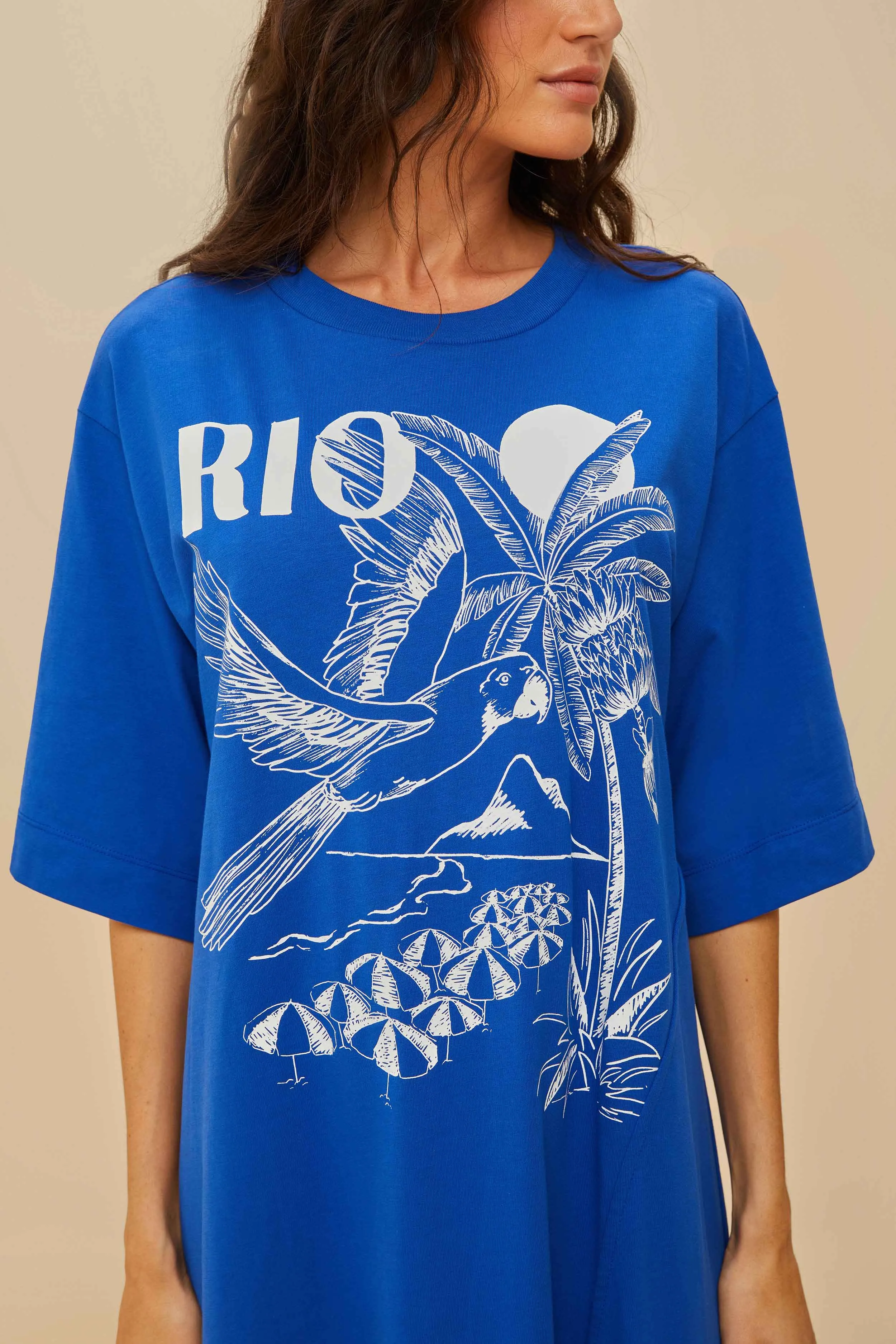 Blue Rio Organic Cotton Maxi Dress Lavender Field Layer Art