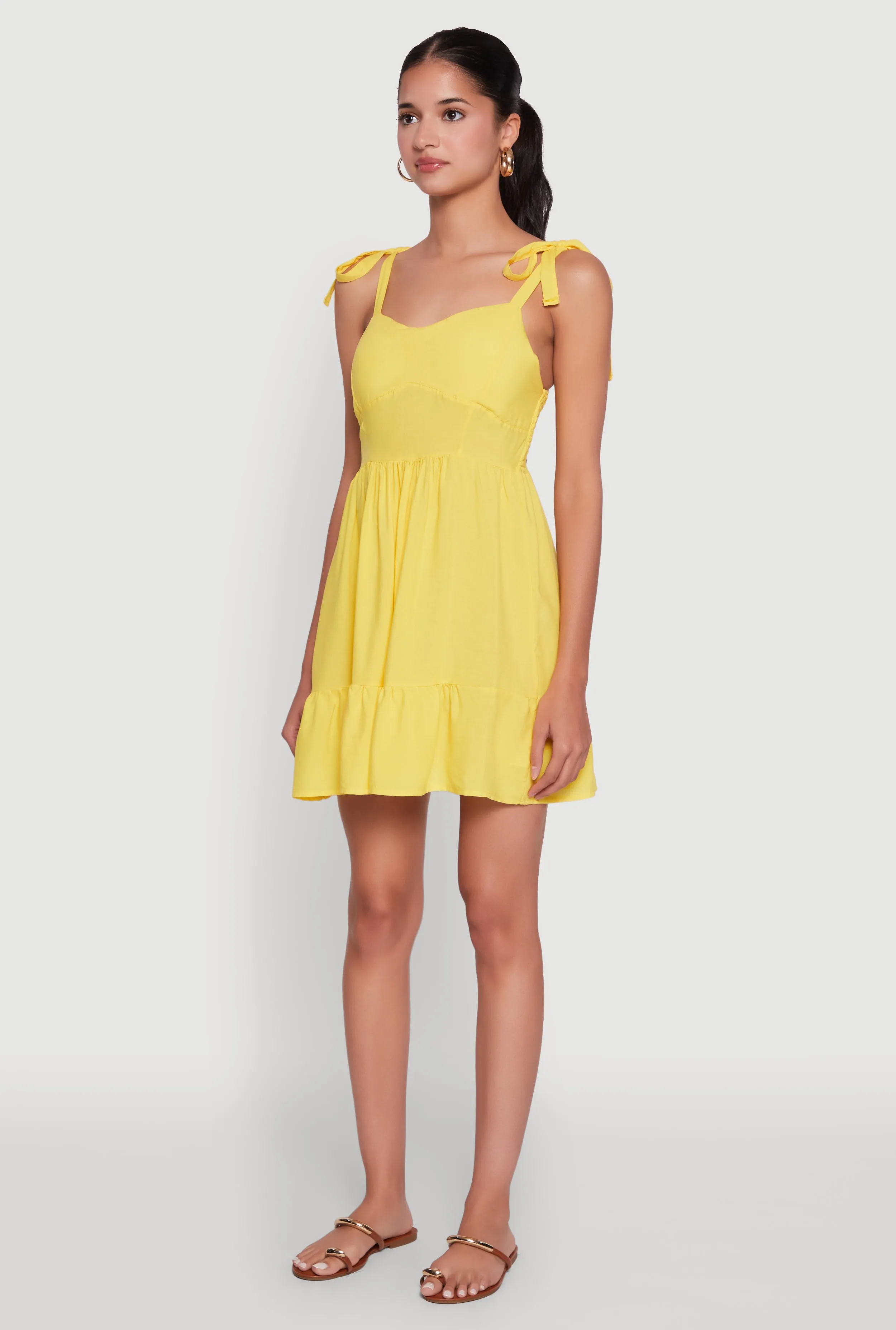Light Glow Pop Mode Chic Sundress with Tie Straps and Sweetheart Neckline